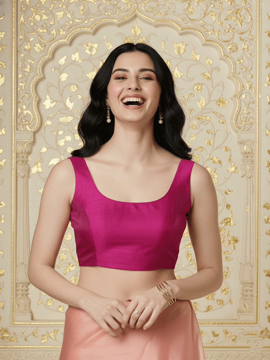 Raw Silk Blouse, Pink