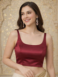 Satin  Saree Blouse, Maroon