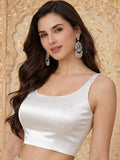 Satin  Saree Blouse, White