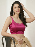 Satin  Saree Blouse, Dark Pink