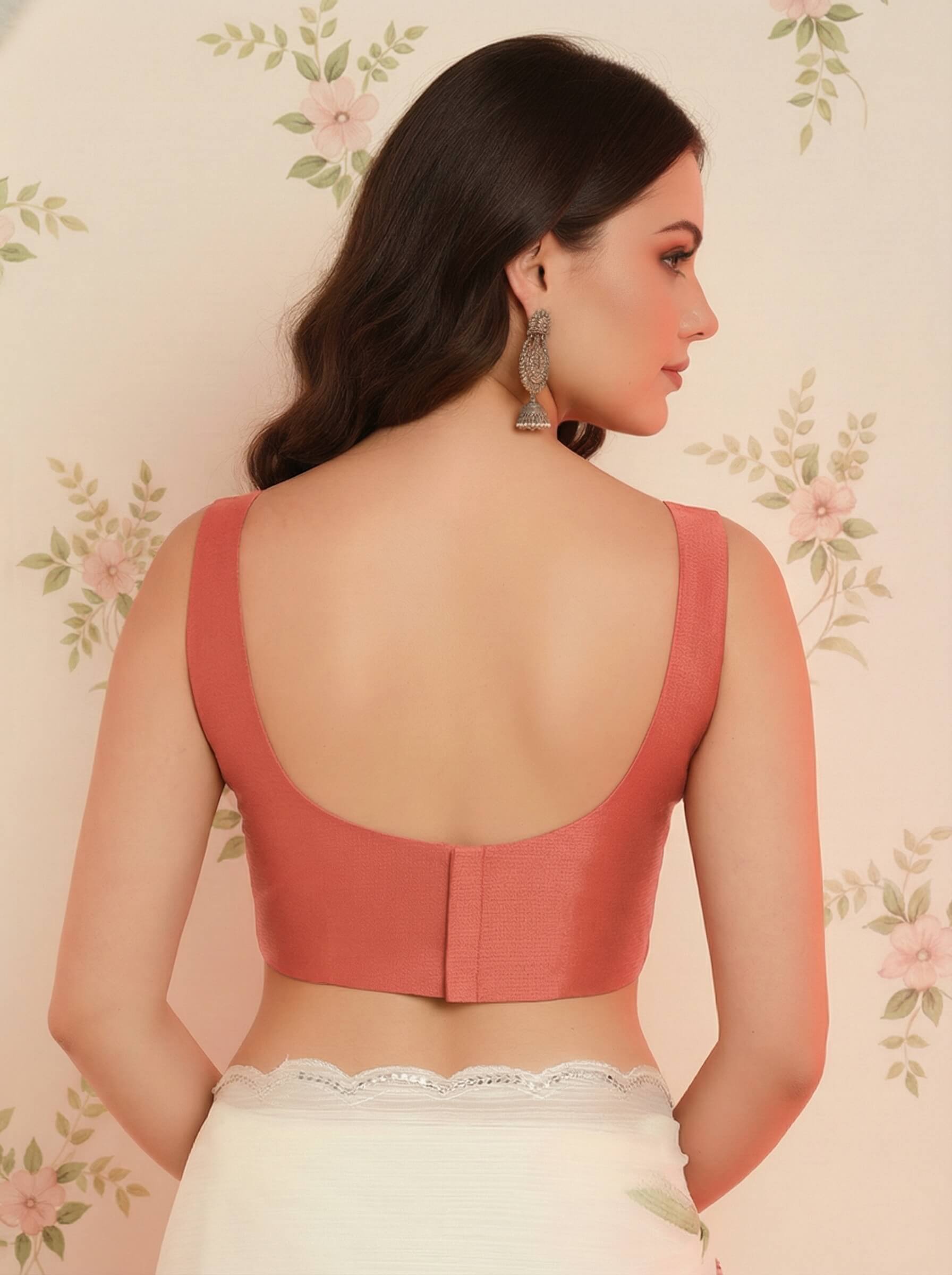 Raw Silk Blouse, Red