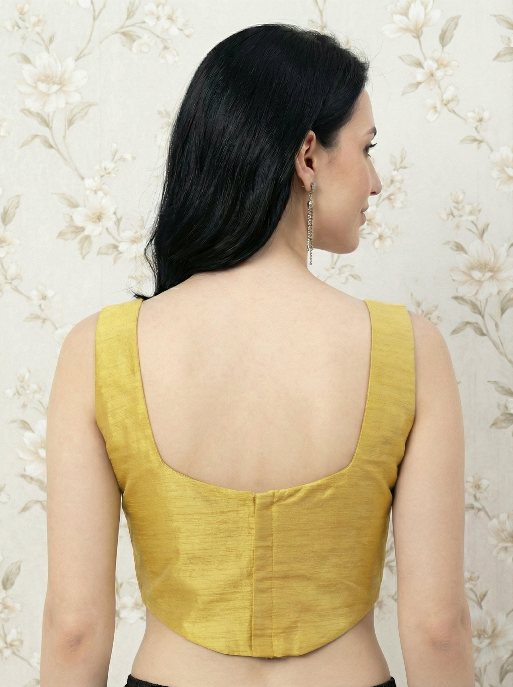 Raw Silk Corset Blouse, Yellow