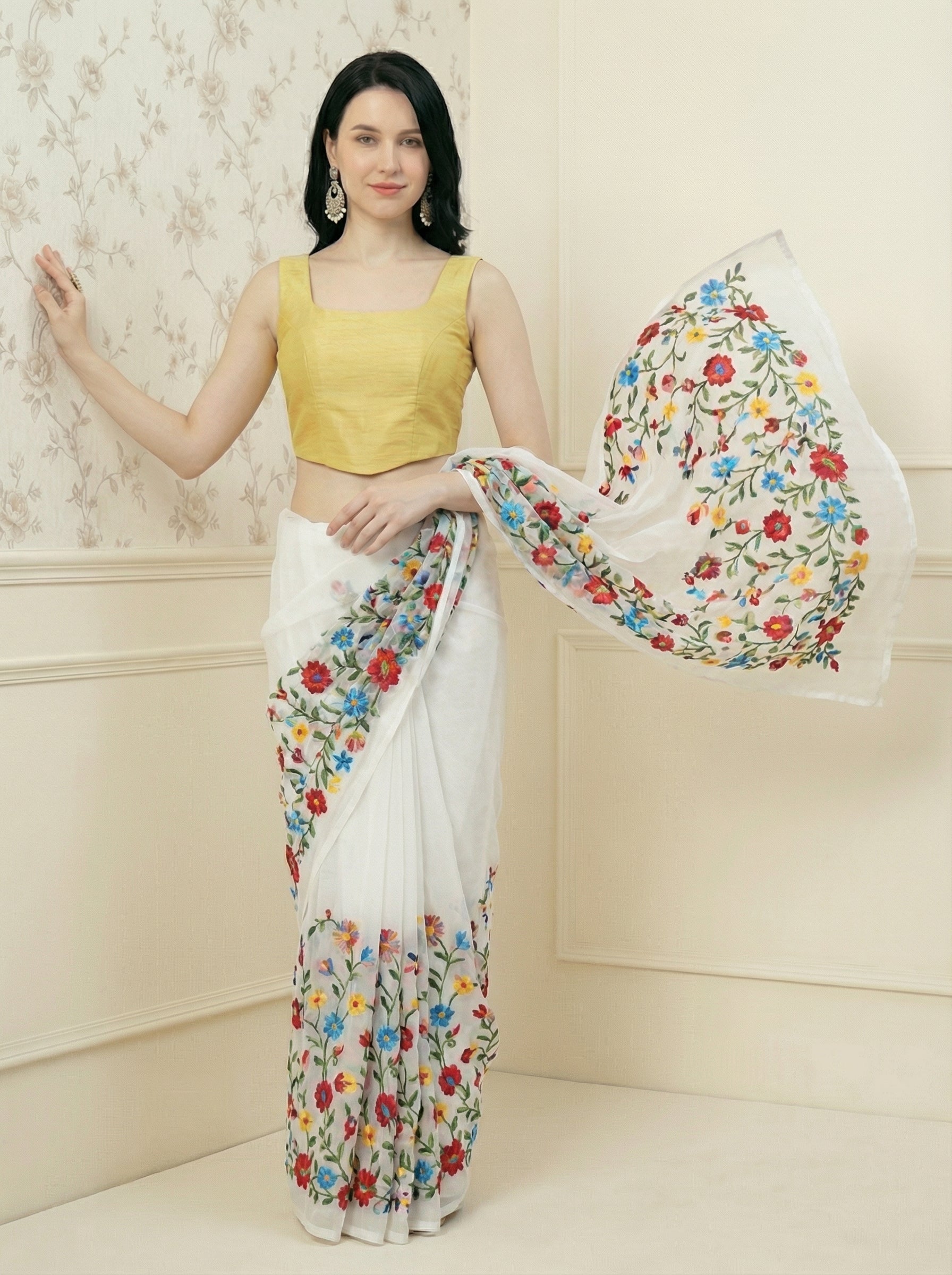 Raw Silk Corset Blouse, Yellow