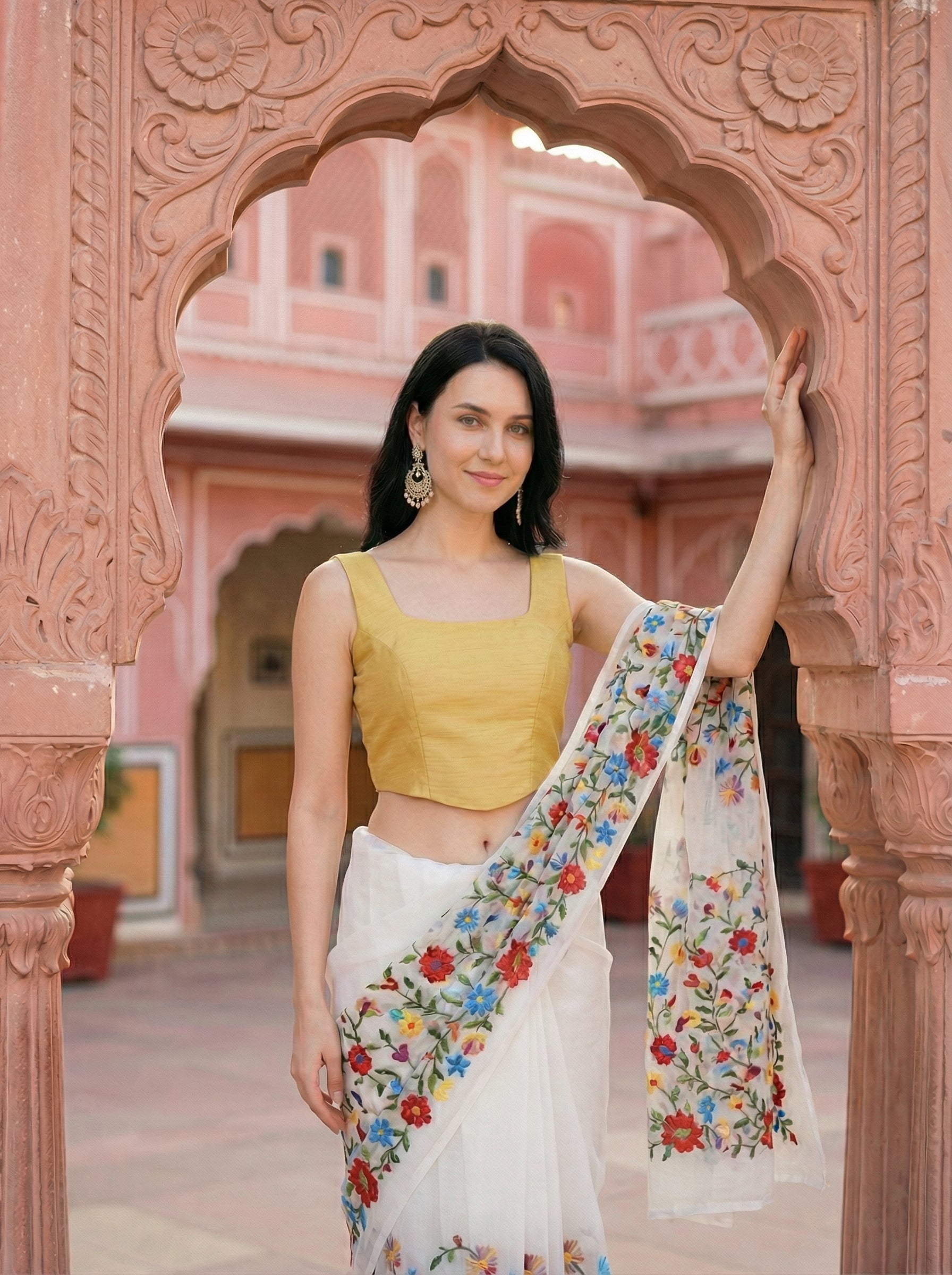 Raw Silk Corset Blouse, Yellow
