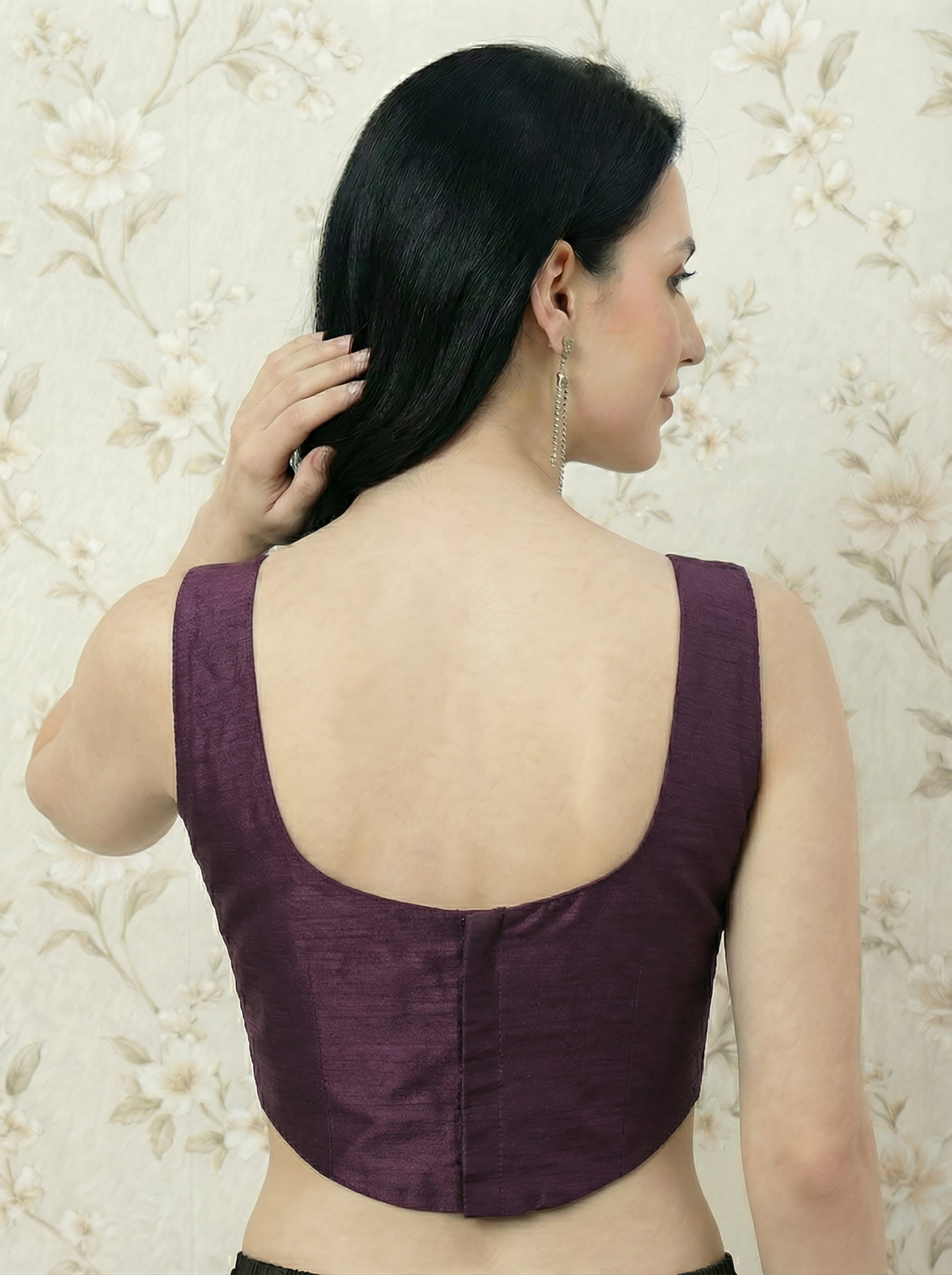 Raw Silk Corset Blouse, Purple