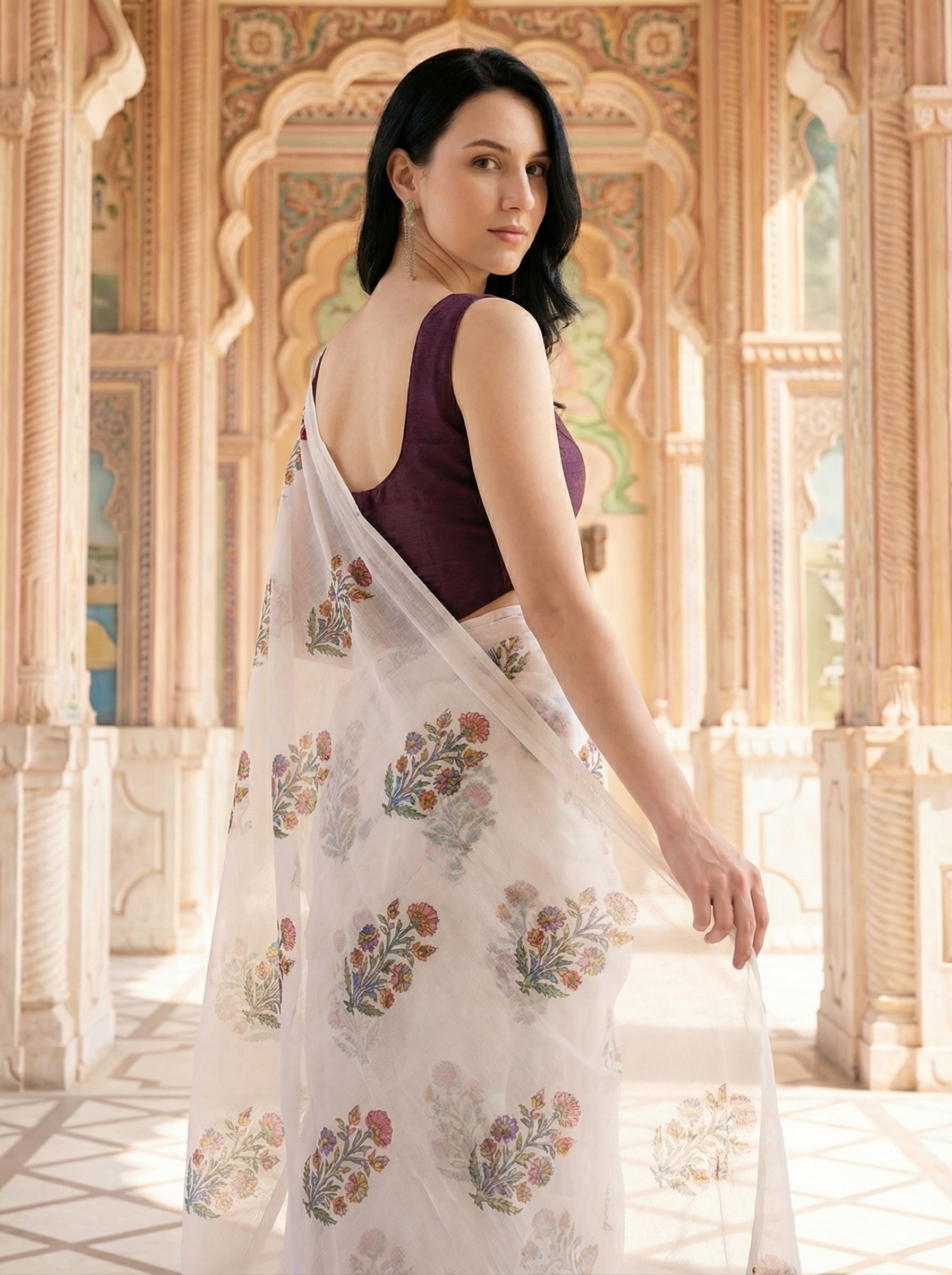 Raw Silk Corset Blouse, Purple