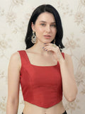 Raw Silk Corset Blouse, Red