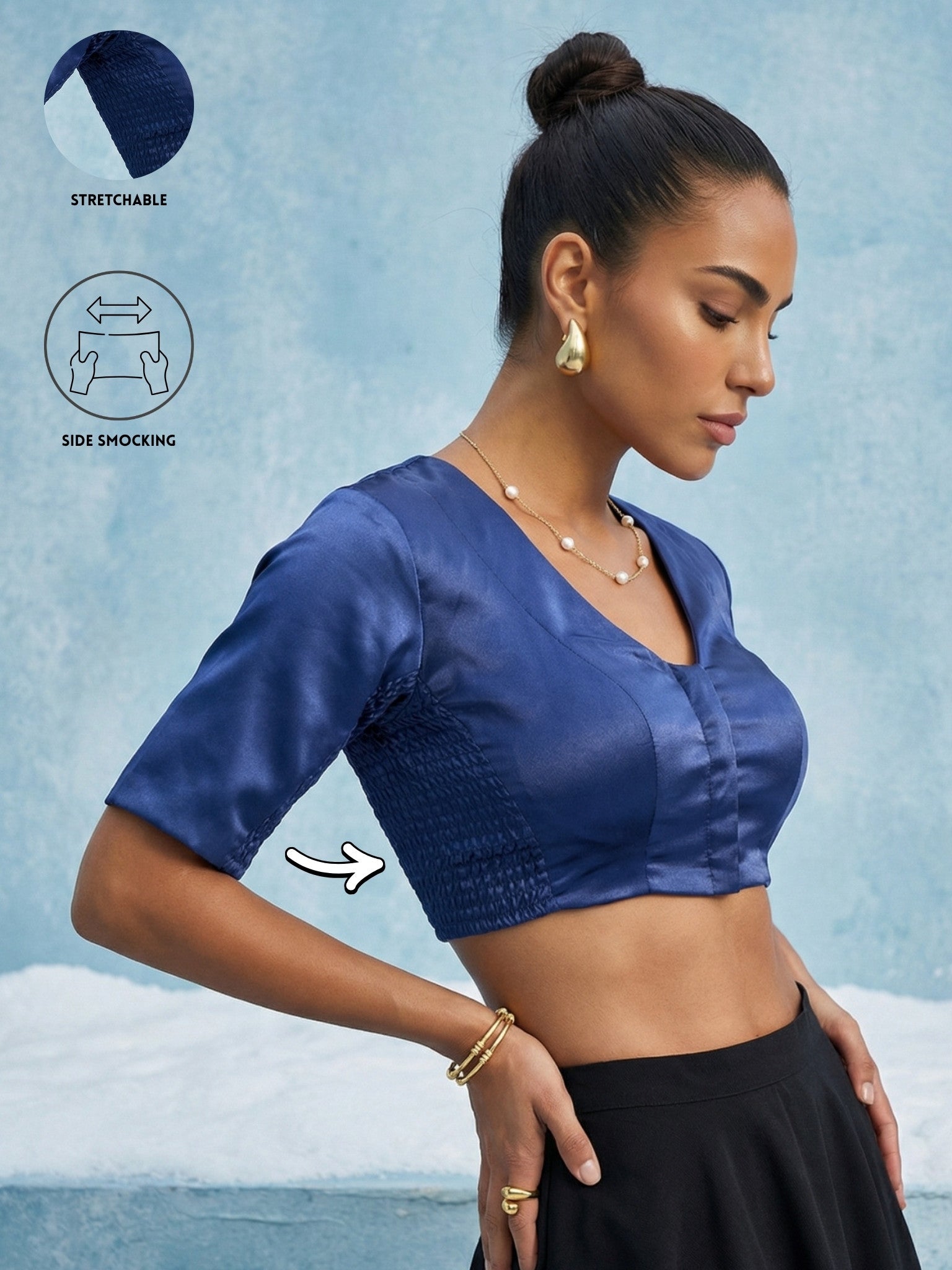 Satin Blouse, Blue