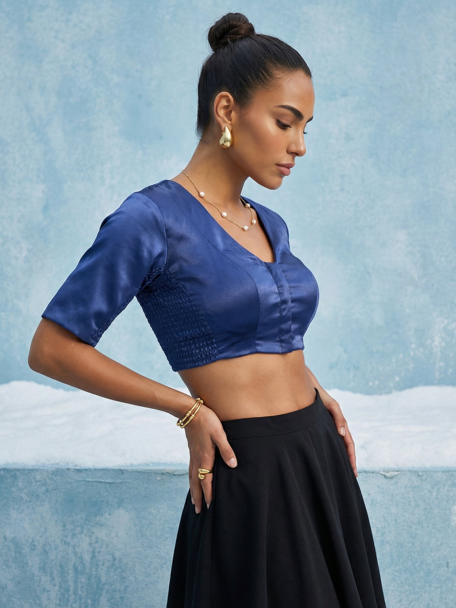 Satin Blouse, Blue