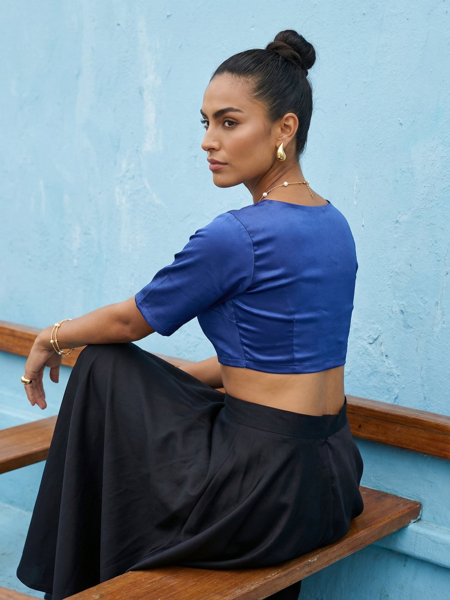 Satin Blouse, Blue