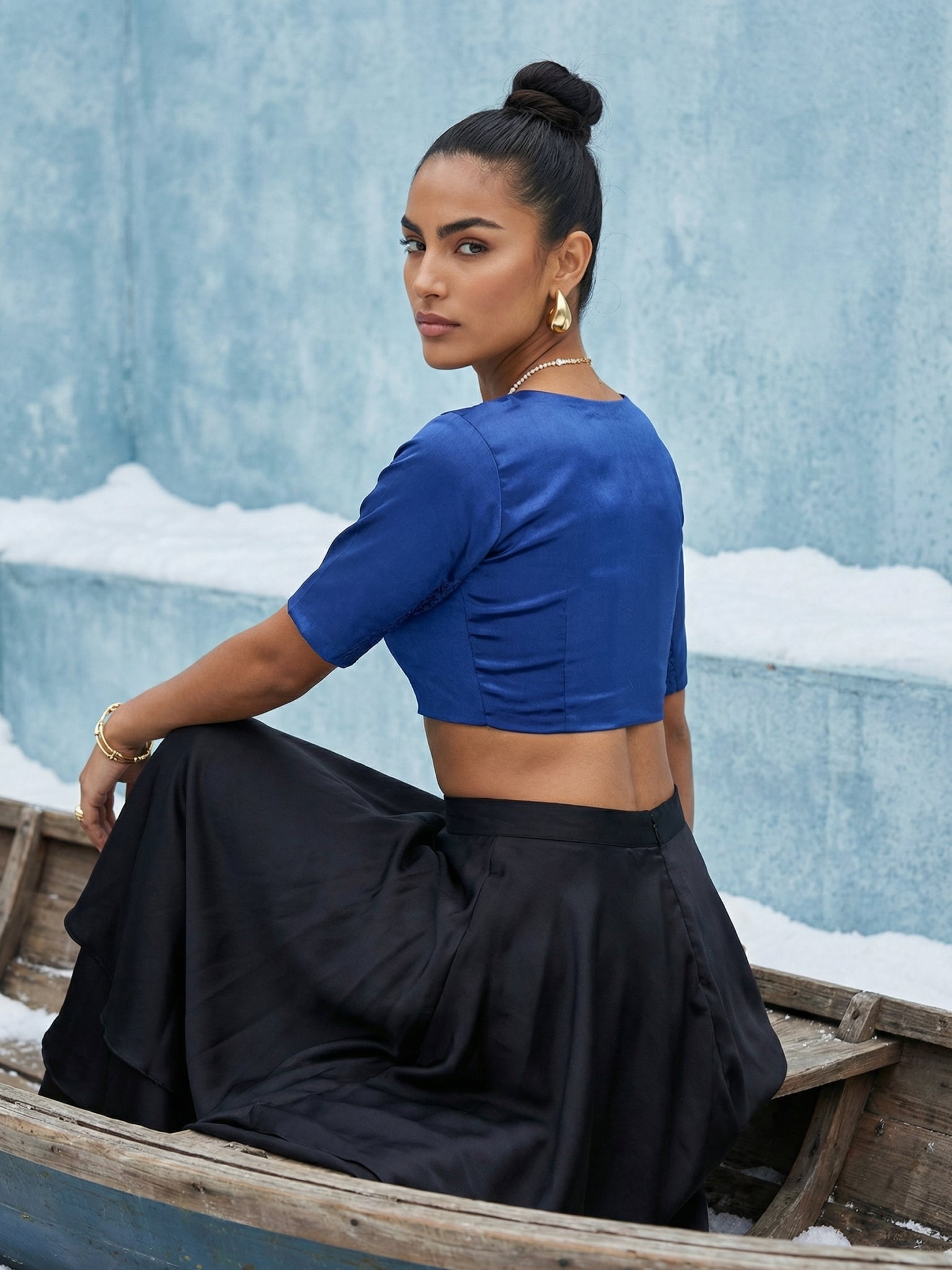 Satin Blouse, Blue
