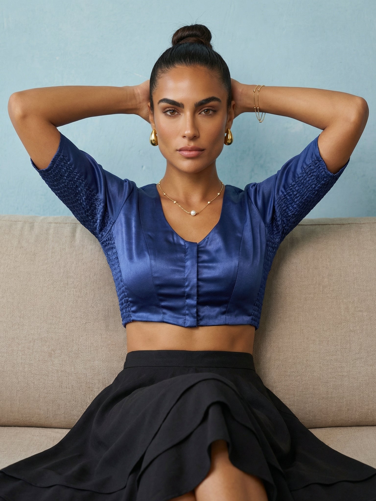 Satin Blouse, Blue