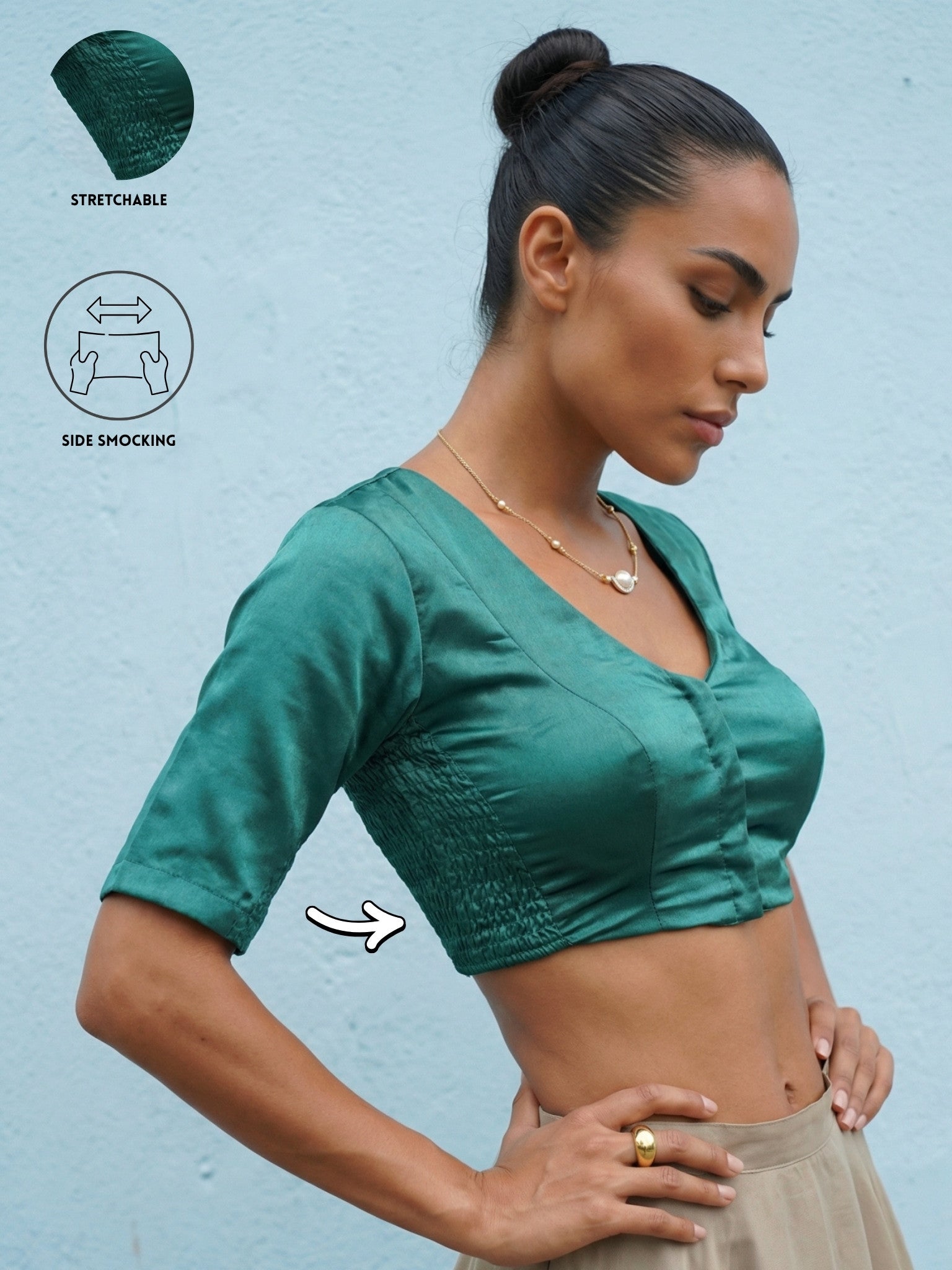 Satin Blouse, Teal