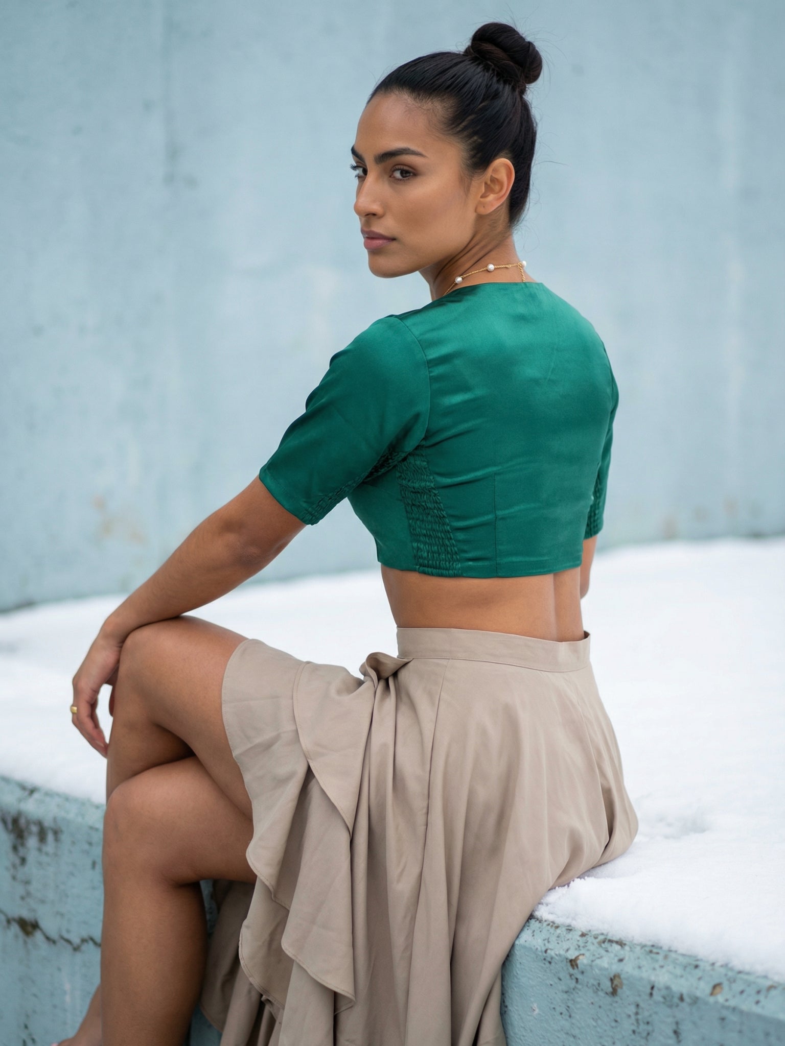 Satin Blouse, Teal