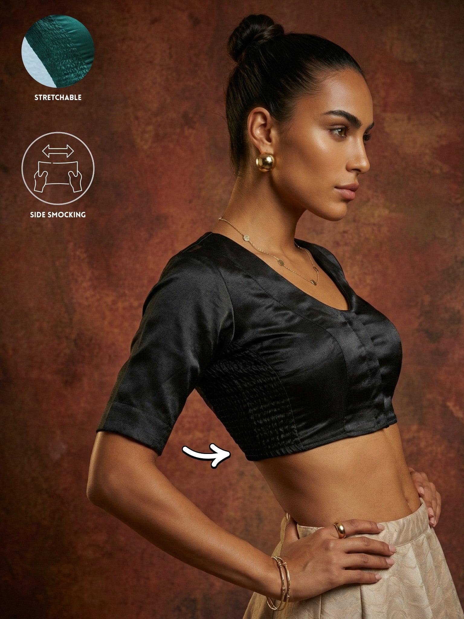 Satin Blouse, Black