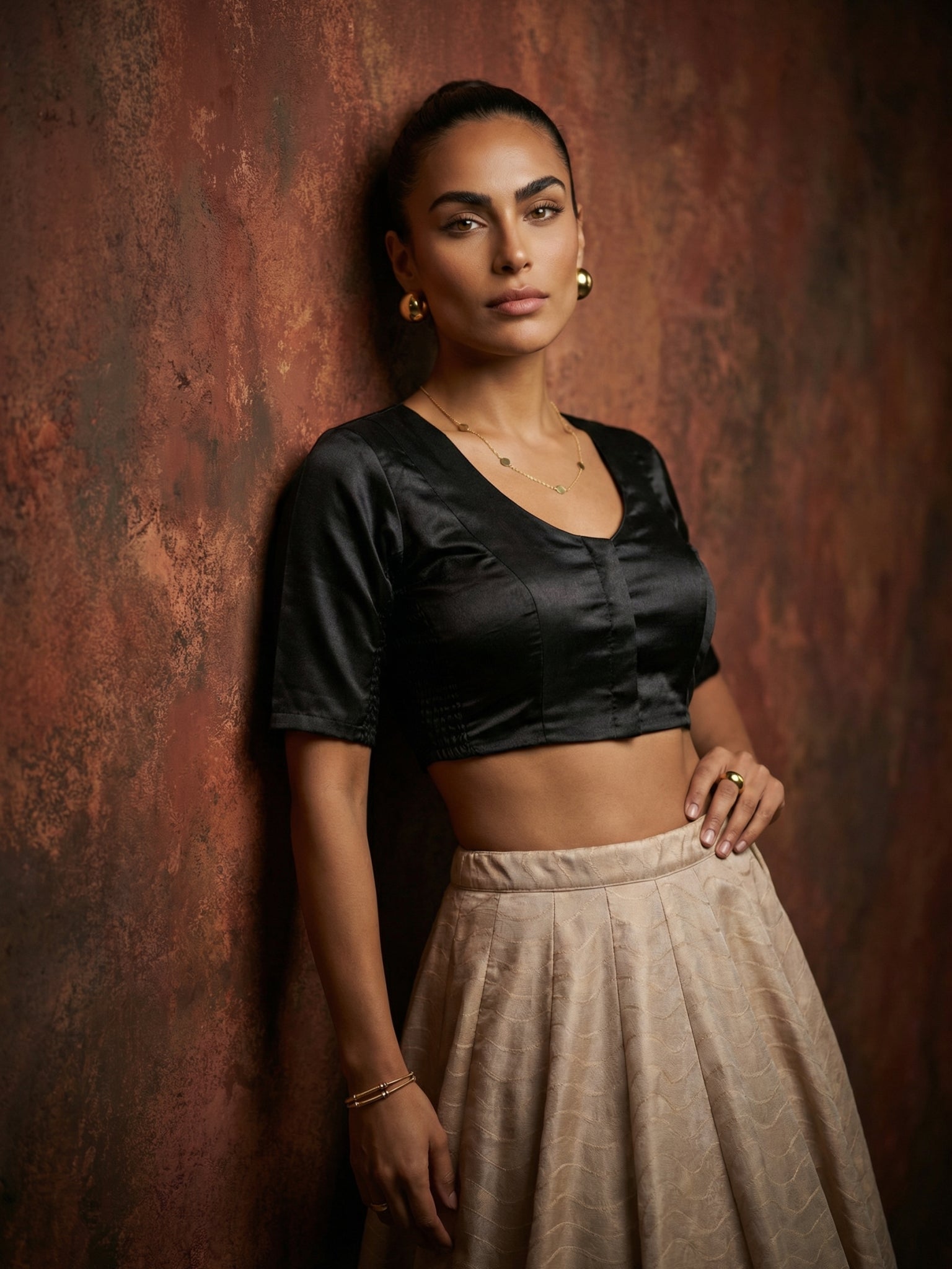 Satin Blouse, Black