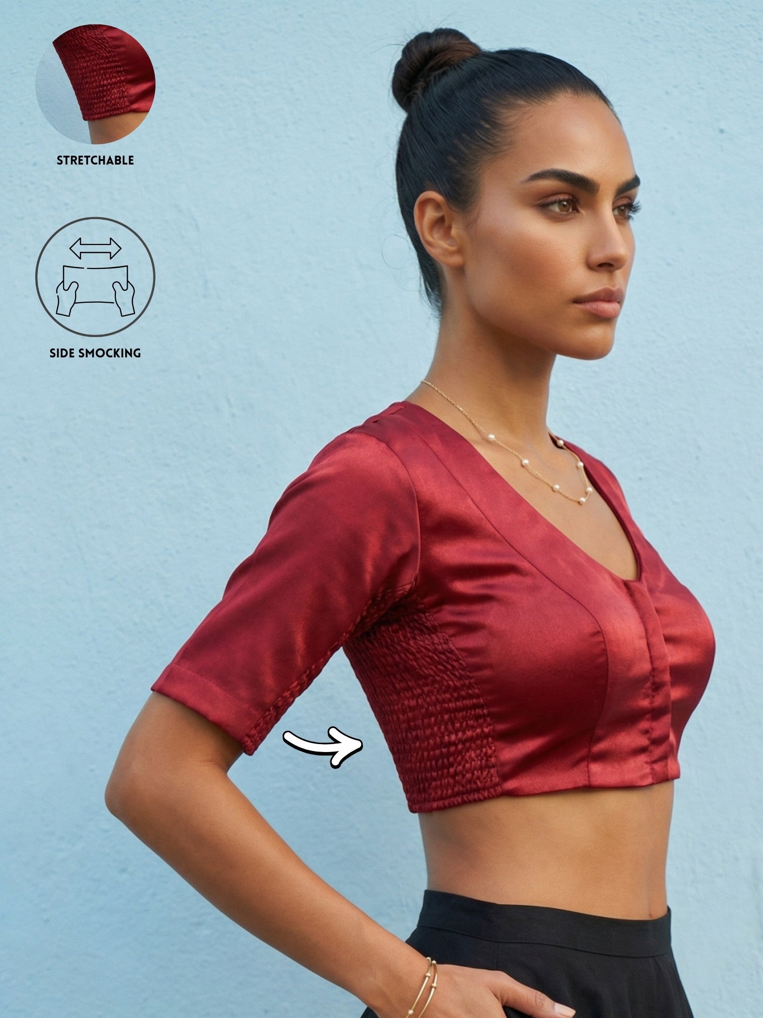 Satin Blouse, Maroon