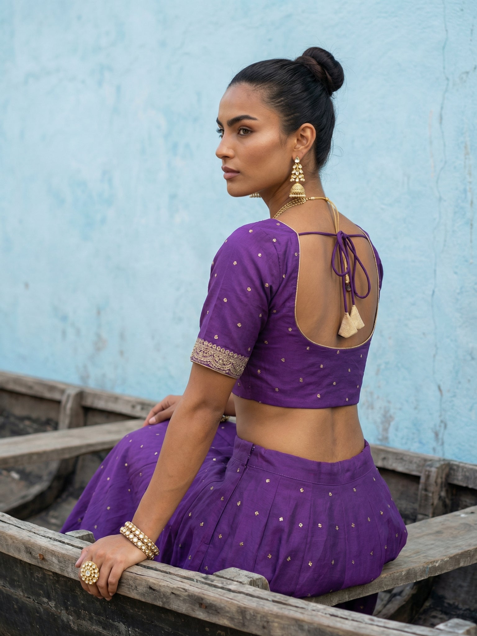 Raw Silk Blouse, Purple