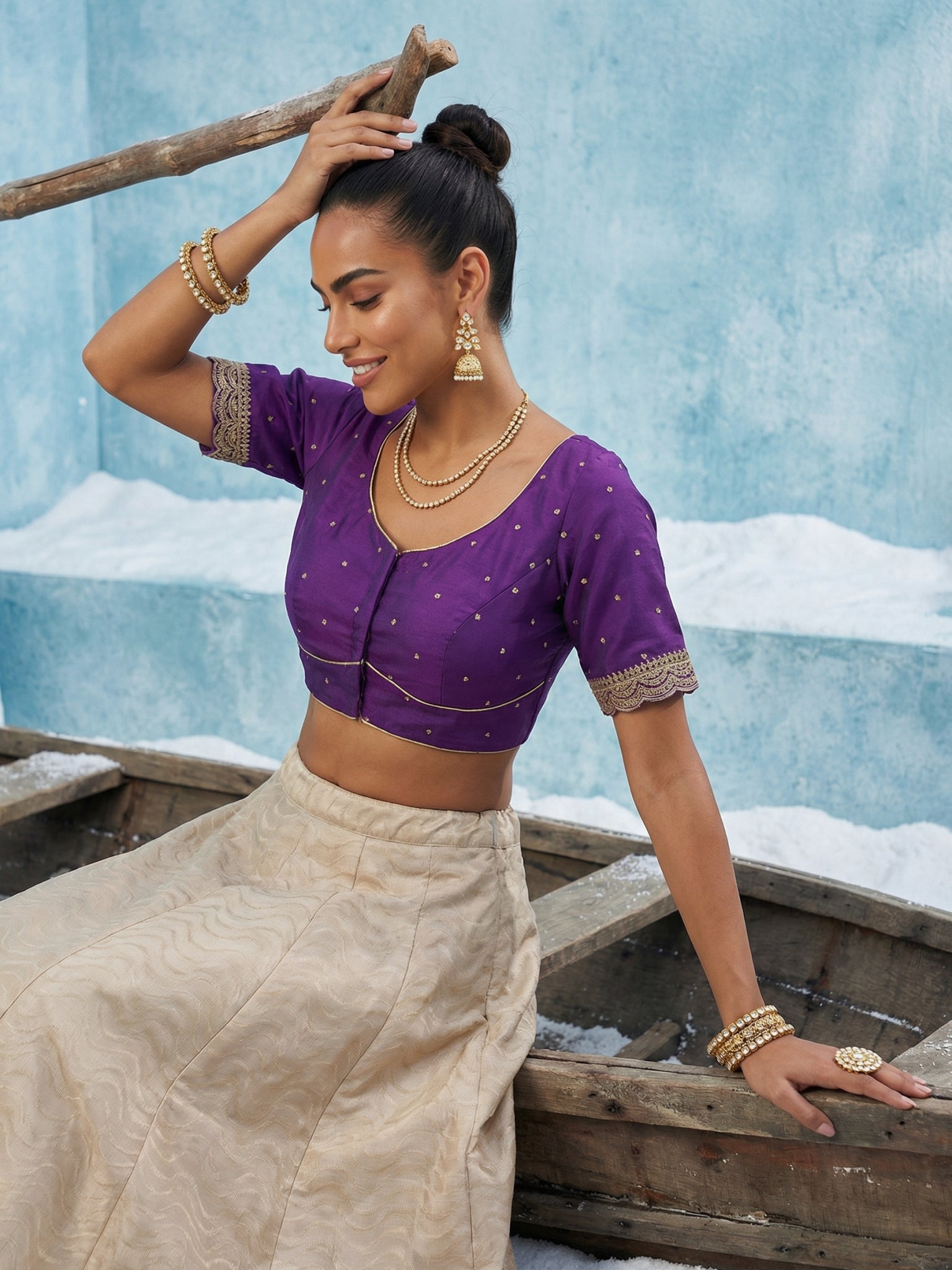 Raw Silk Blouse, Purple