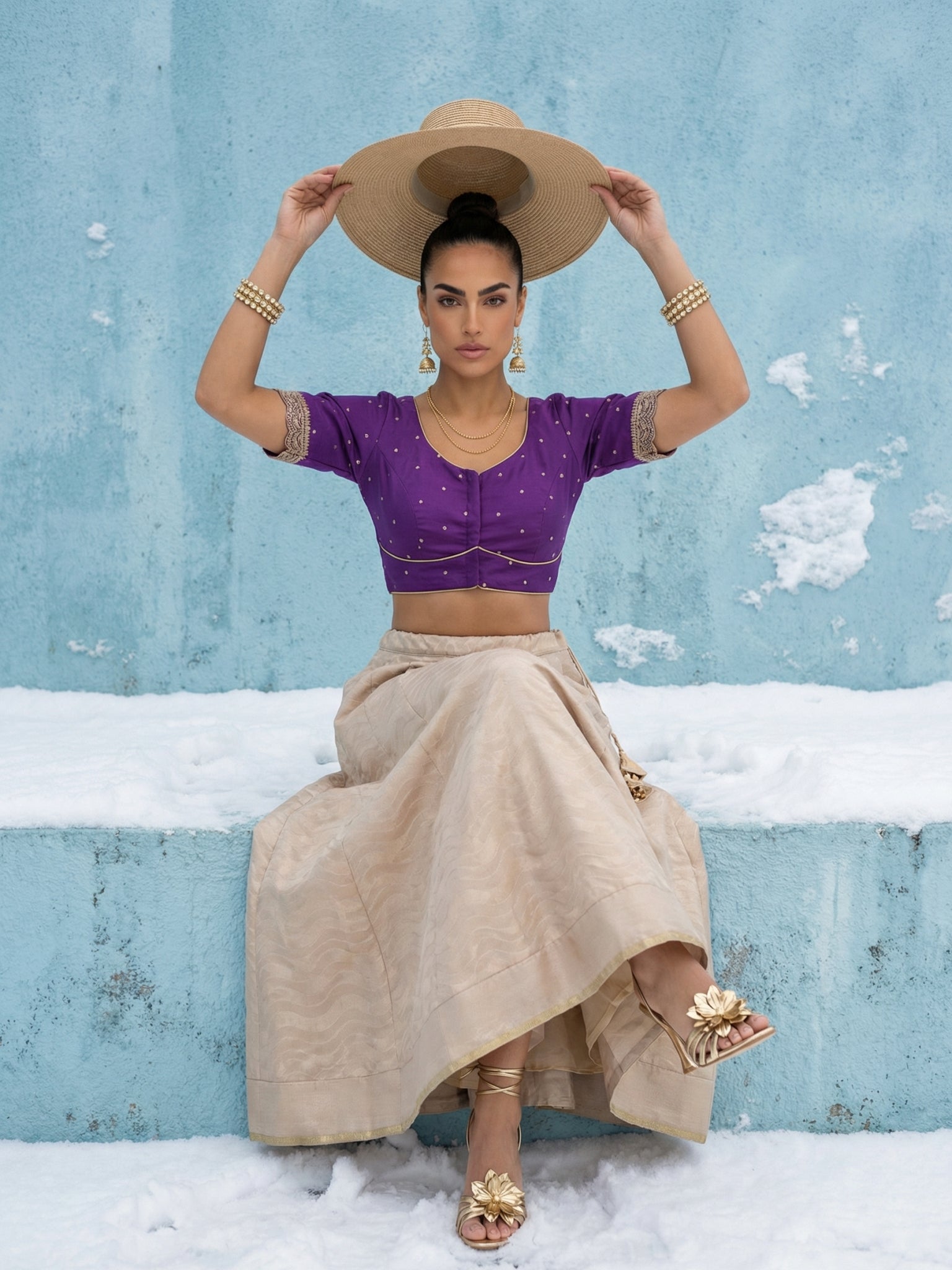 Raw Silk Blouse, Purple