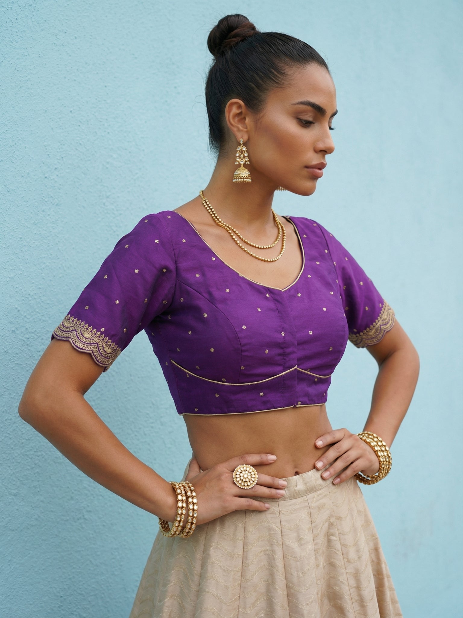 Raw Silk Blouse, Purple