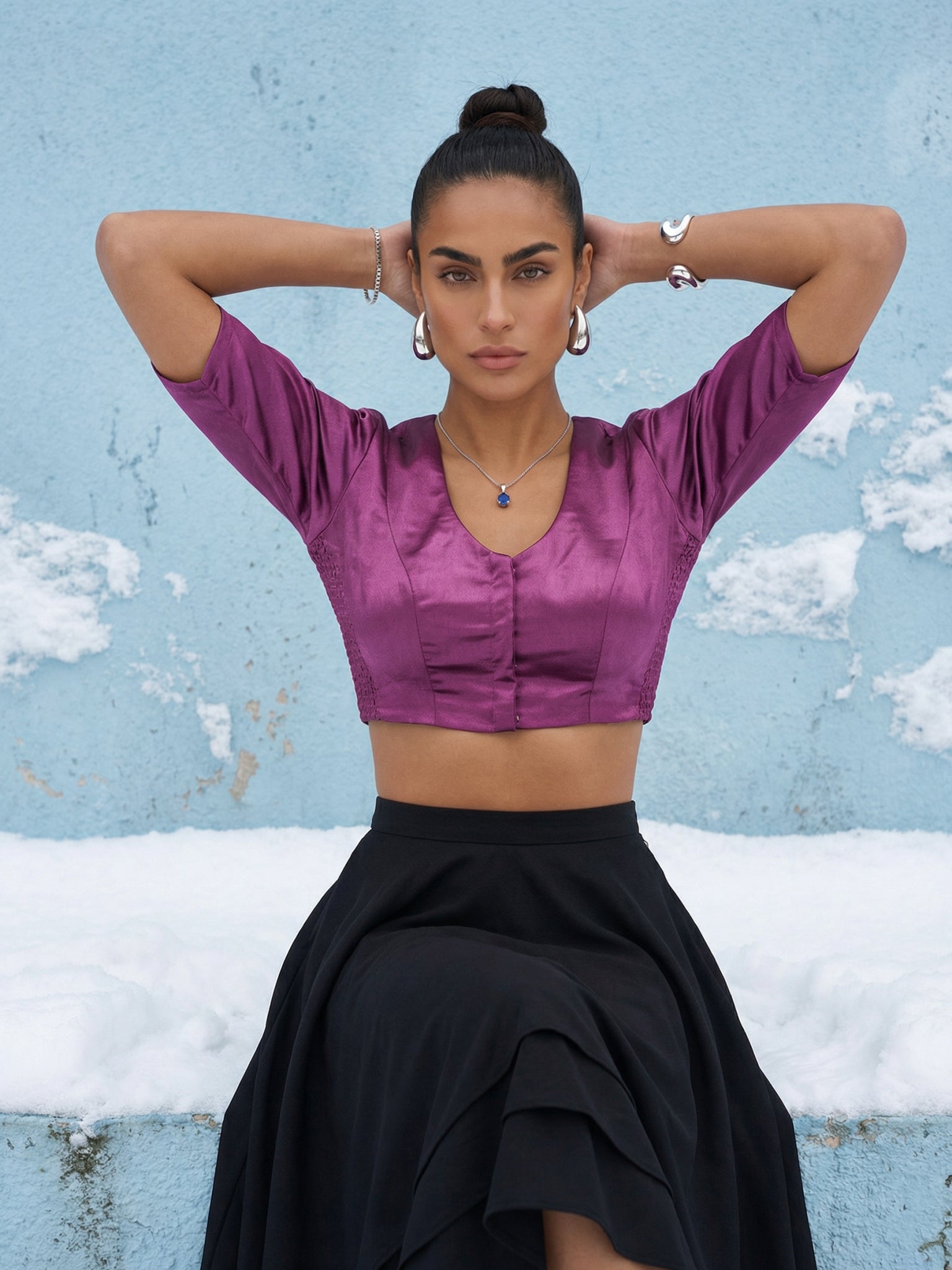 Satin Blouse, Purple