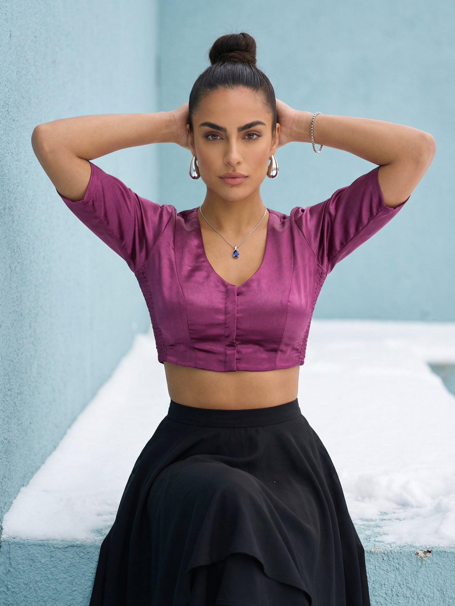 Satin Blouse, Purple