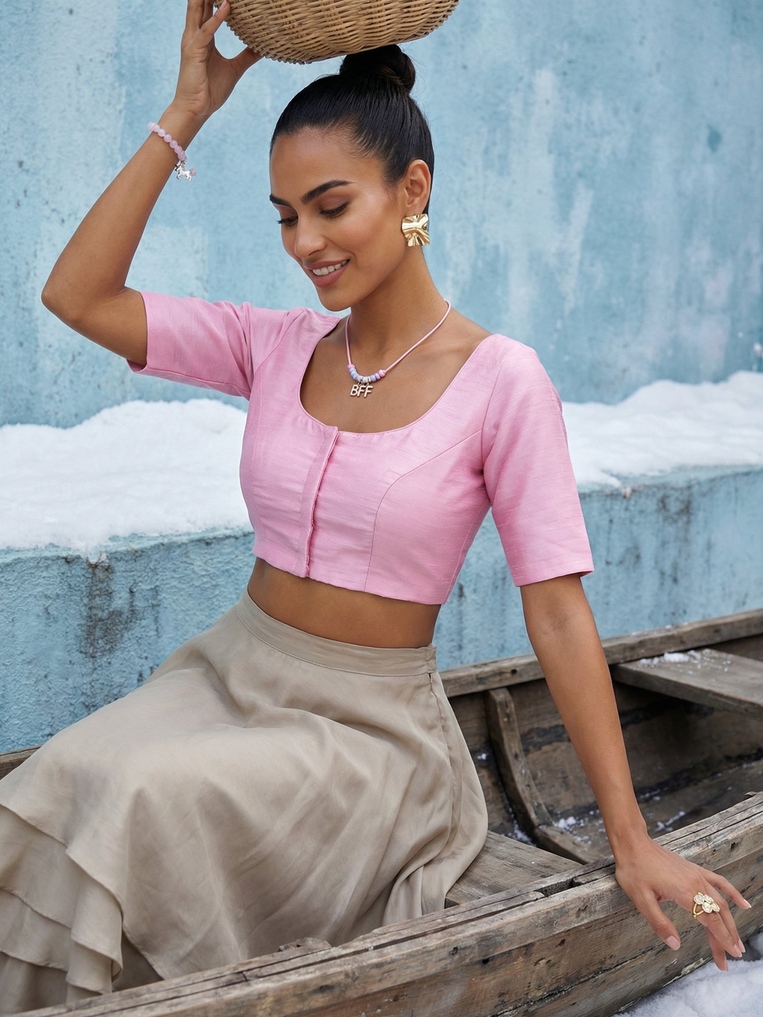 Raw Silk Blouse, Purple