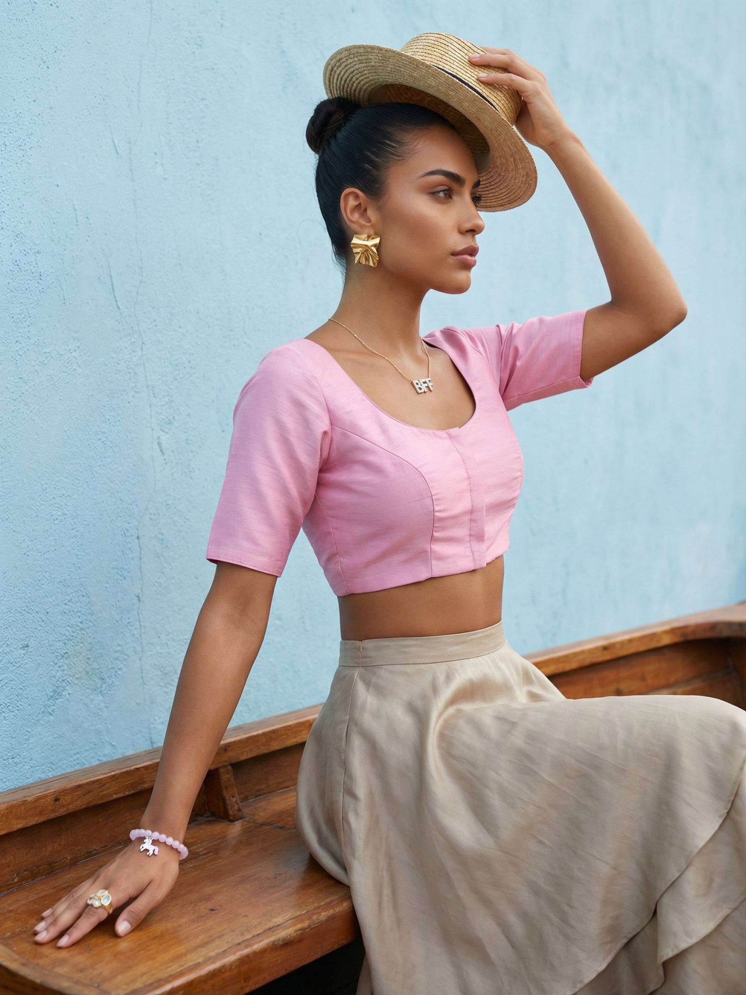 Raw Silk Blouse, Purple
