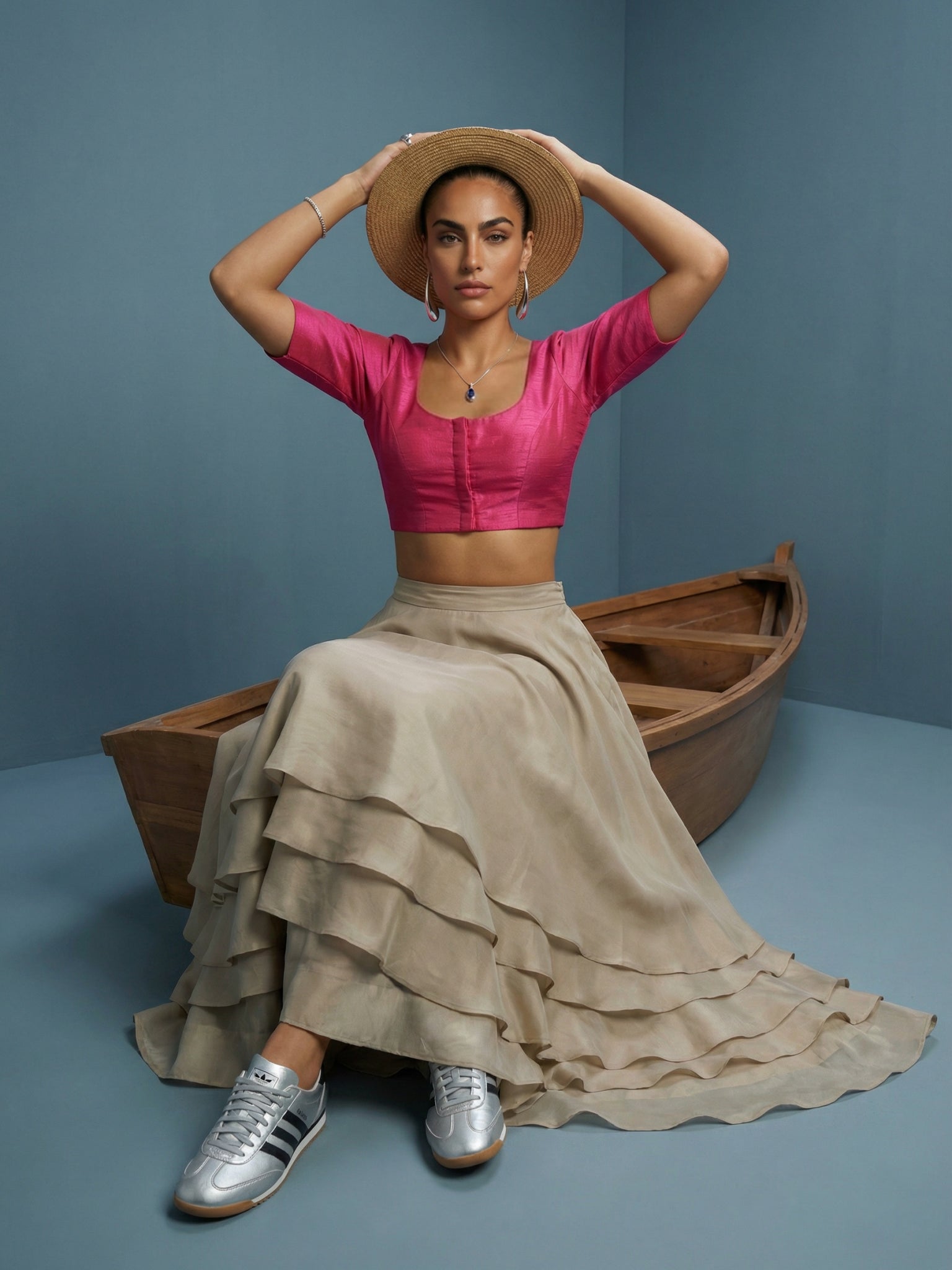 Raw Silk Blouse, Pink
