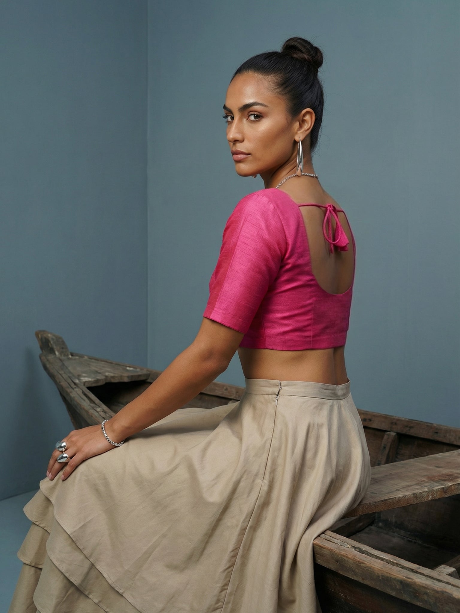 Raw Silk Blouse, Pink
