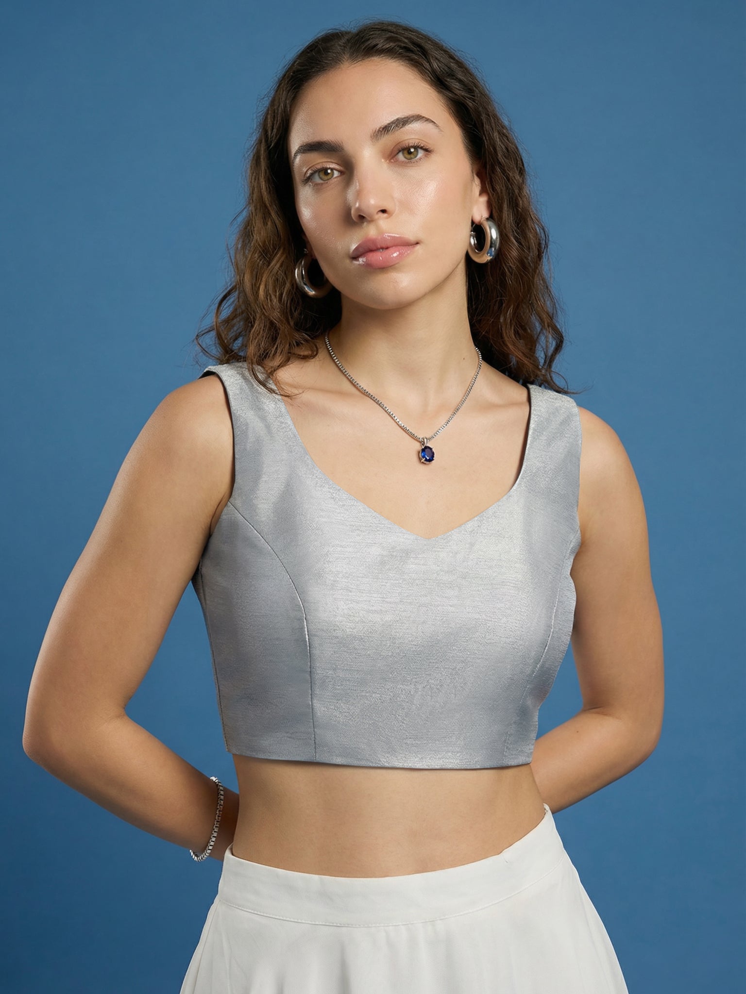 Raw Silk Blouse, Grey