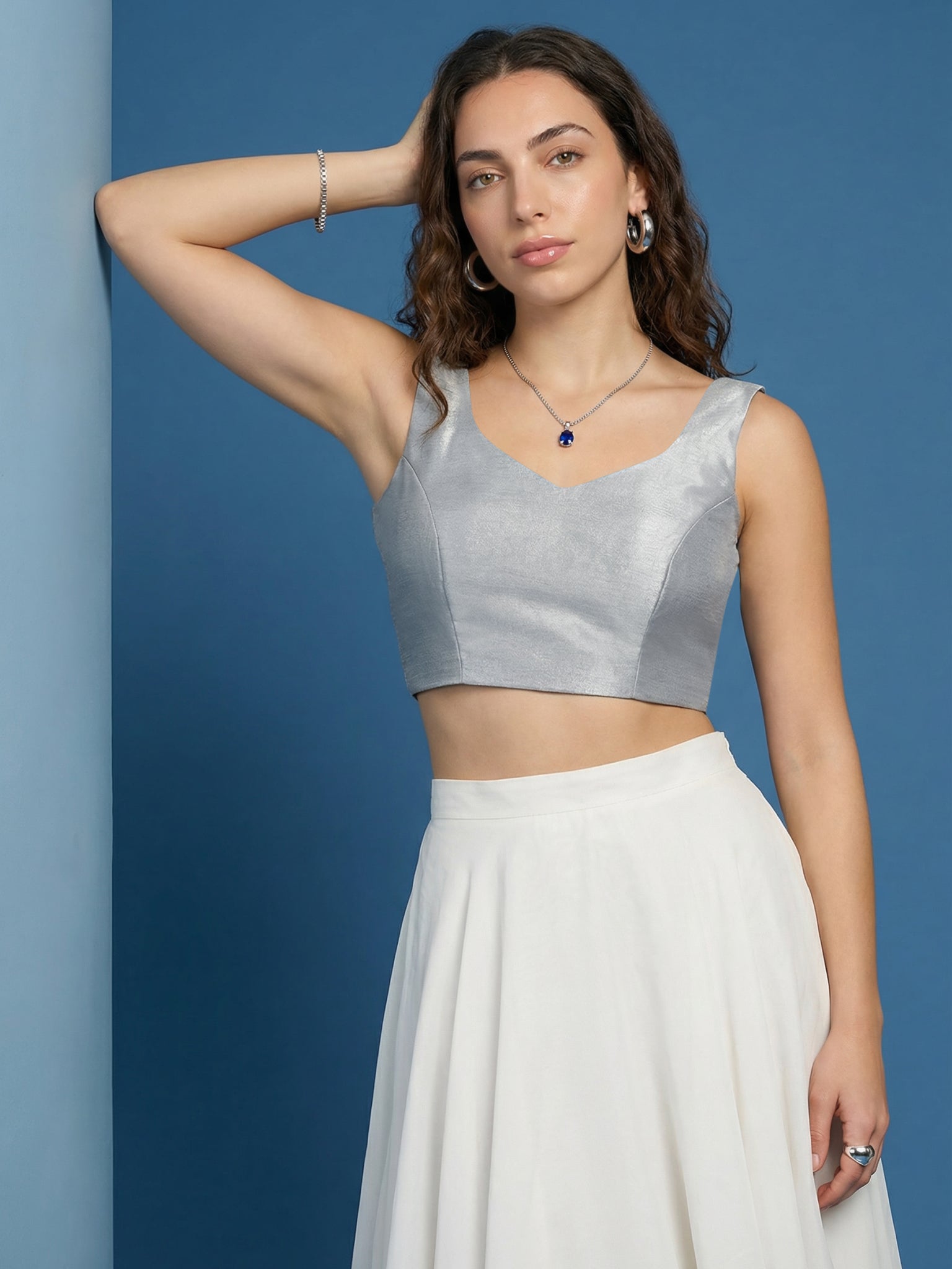 Raw Silk Blouse, Grey