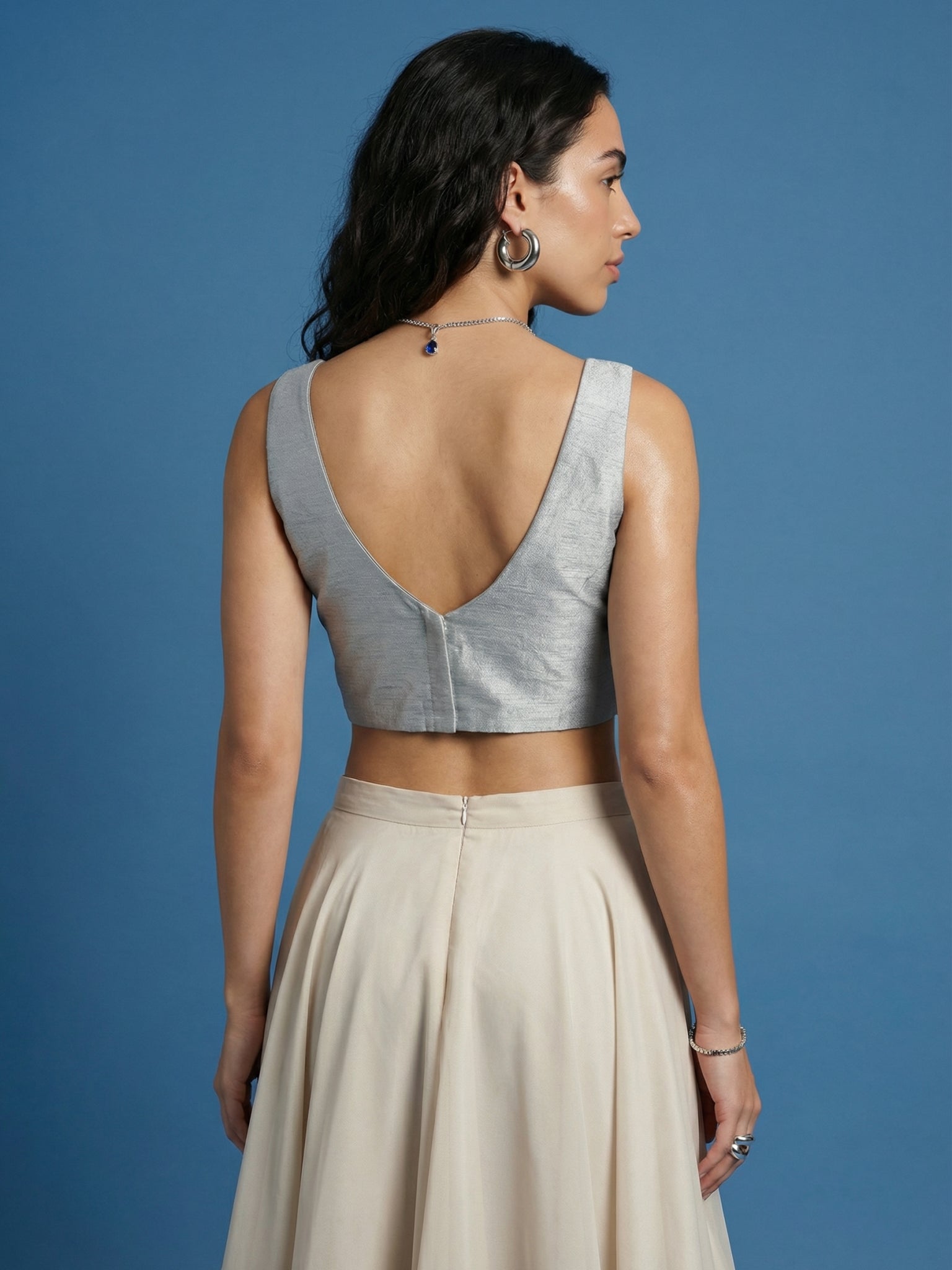 Raw Silk Blouse, Grey