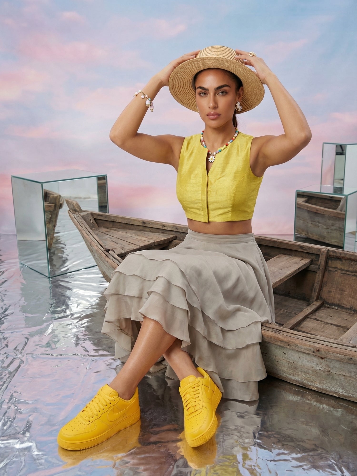 Raw Silk Blouse, Yellow
