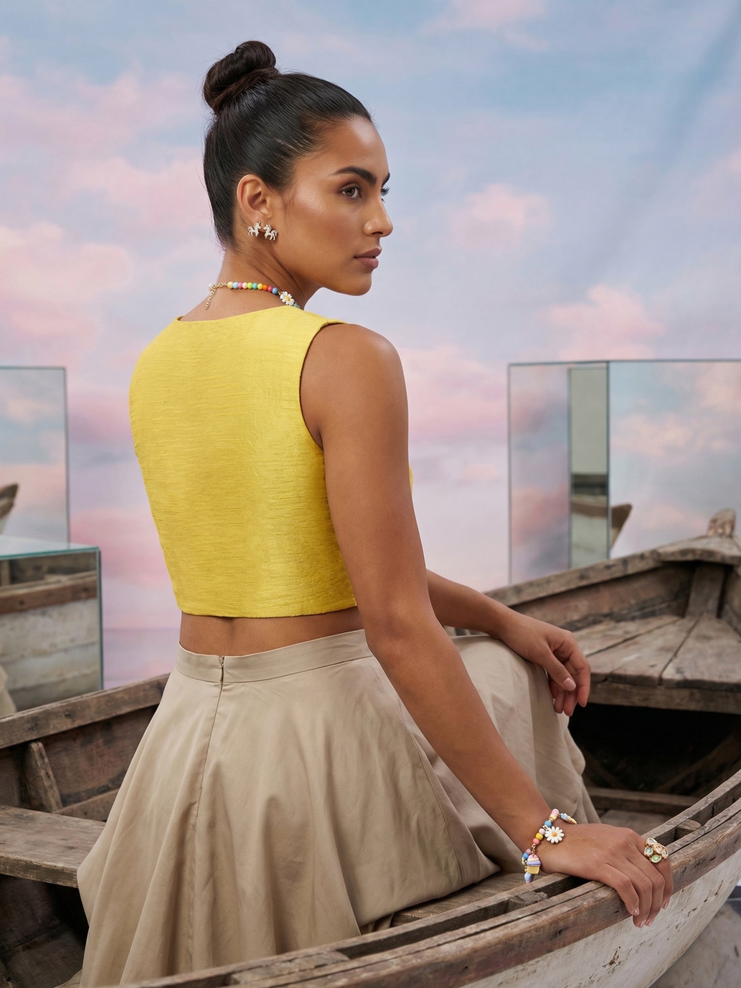 Raw Silk Blouse, Yellow