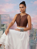 Raw Silk Blouse, Brown
