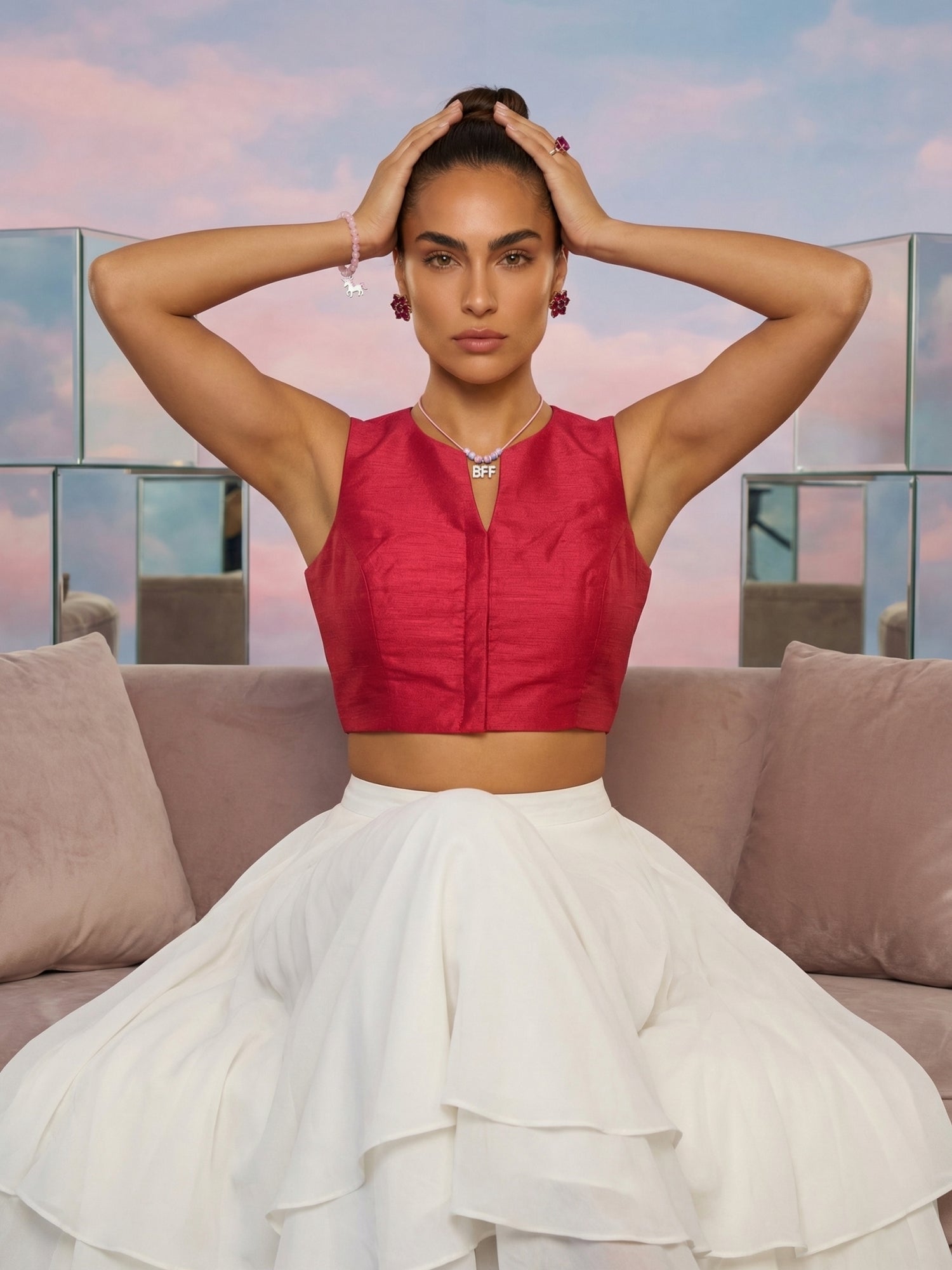 Raw Silk Blouse, Pink
