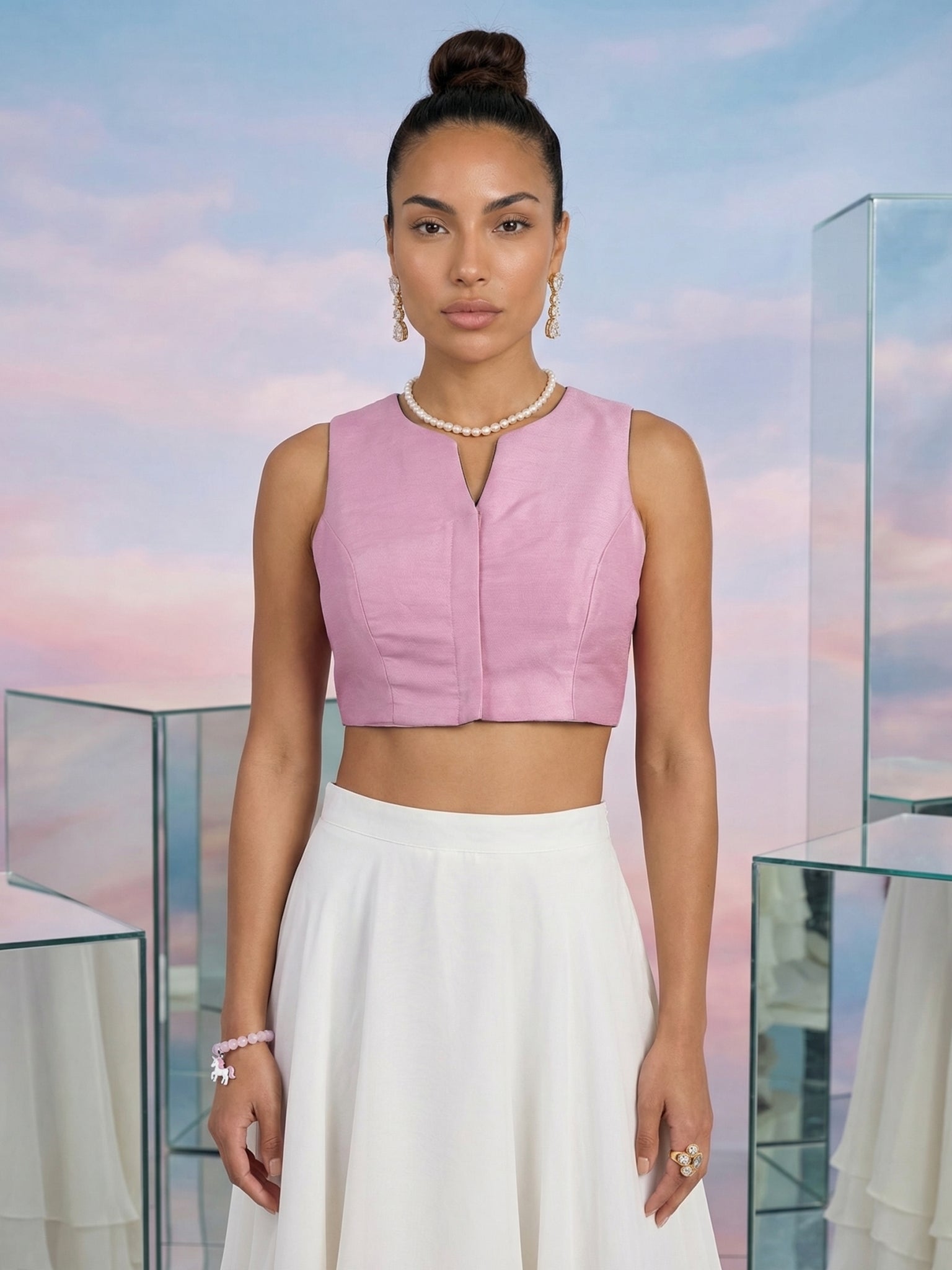 Raw Silk Blouse, Pink