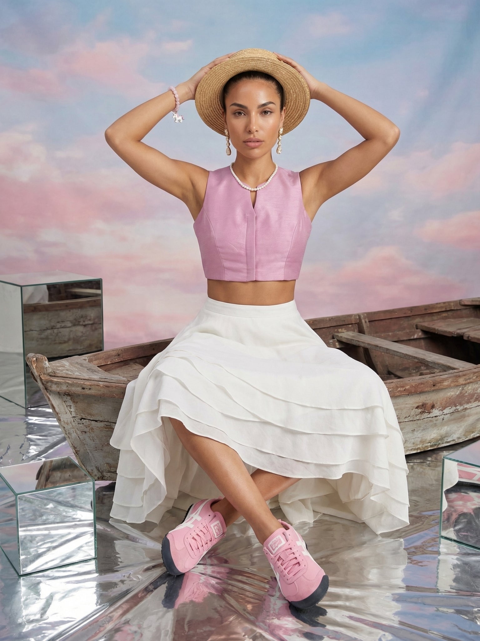 Raw Silk Blouse, Pink