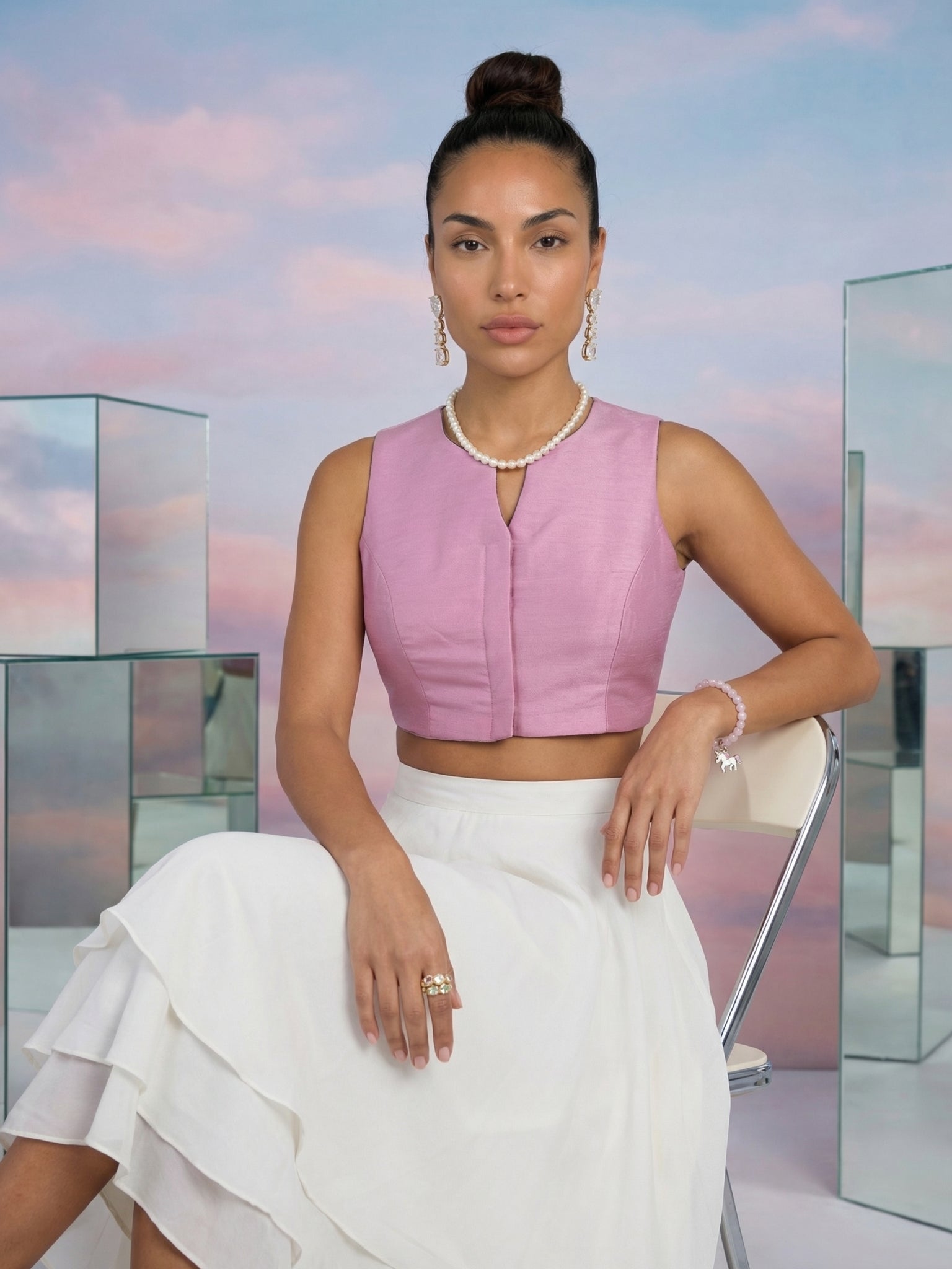 Raw Silk Blouse, Pink