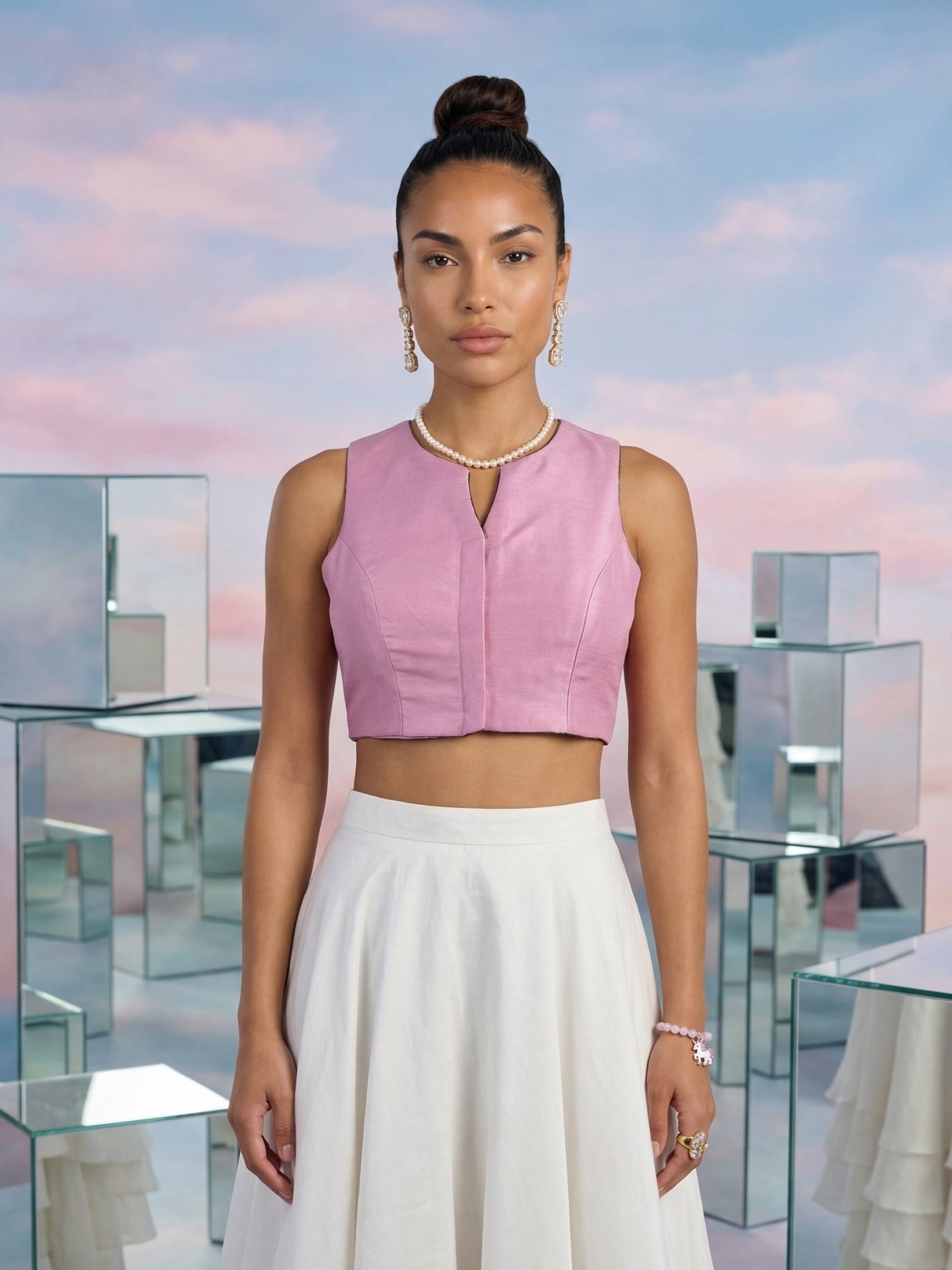 Raw Silk Blouse, Pink