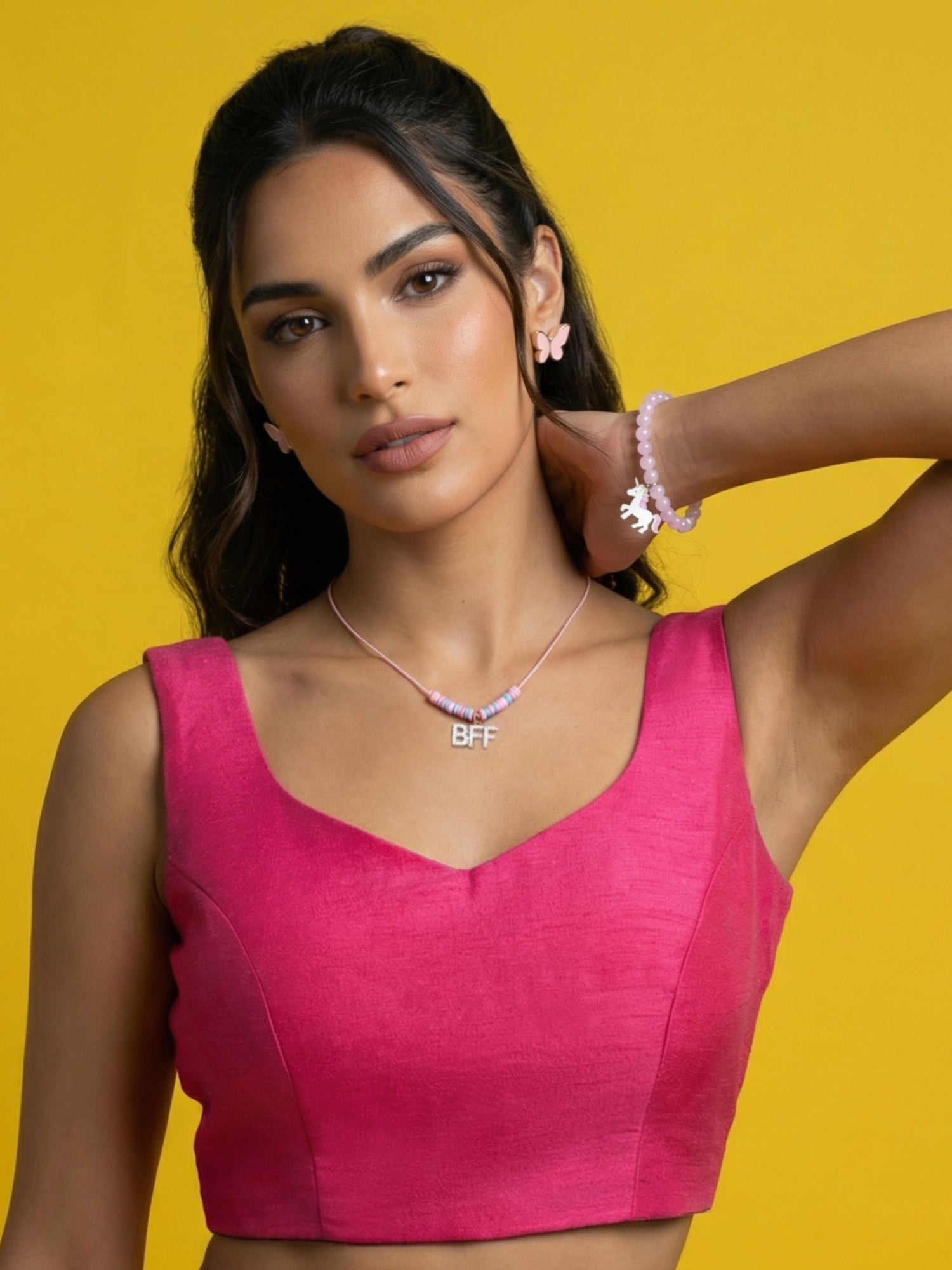 Raw Silk Blouse, Pink