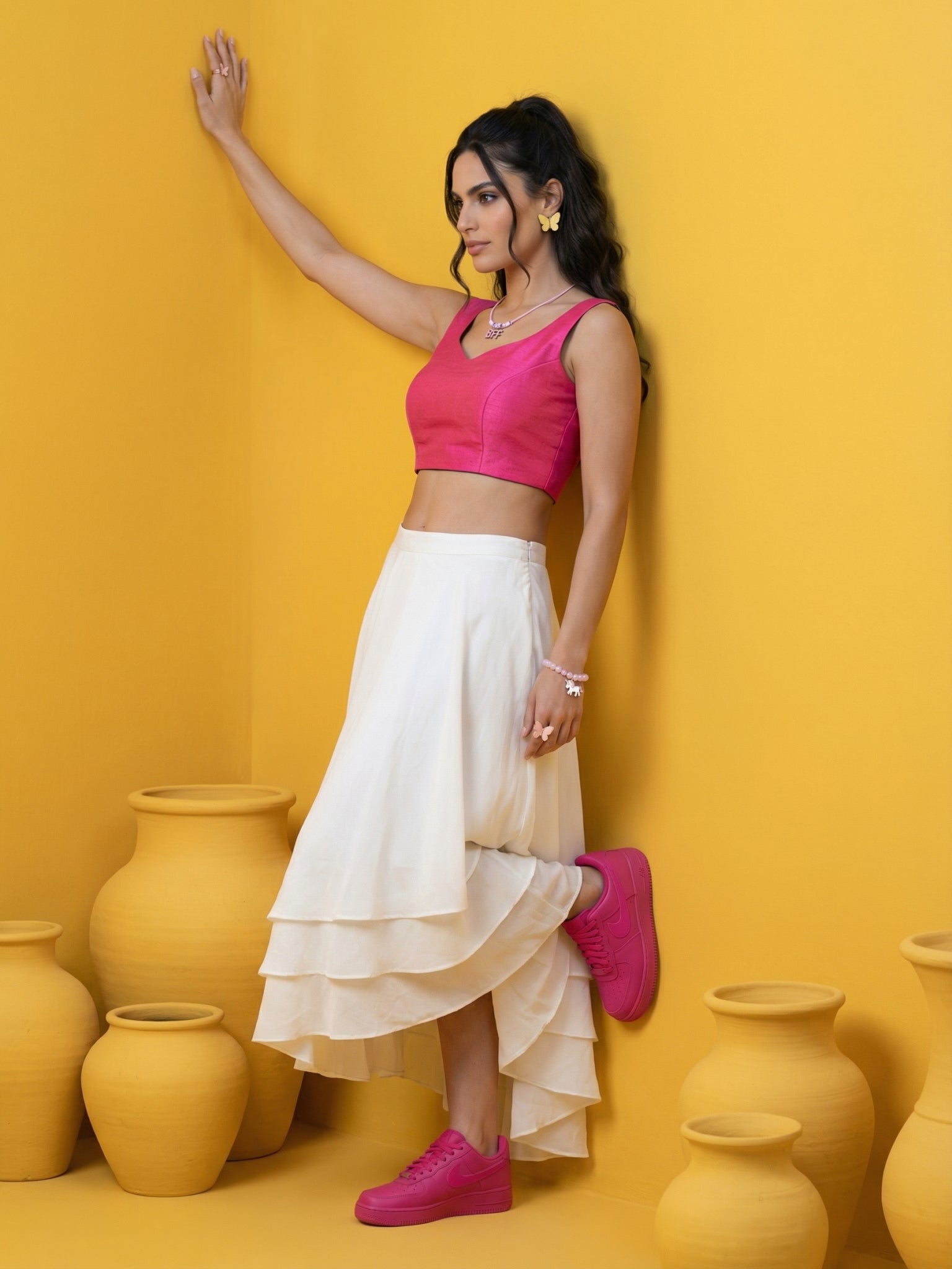 Raw Silk Blouse, Pink