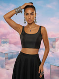 Raw Silk Blouse, Black