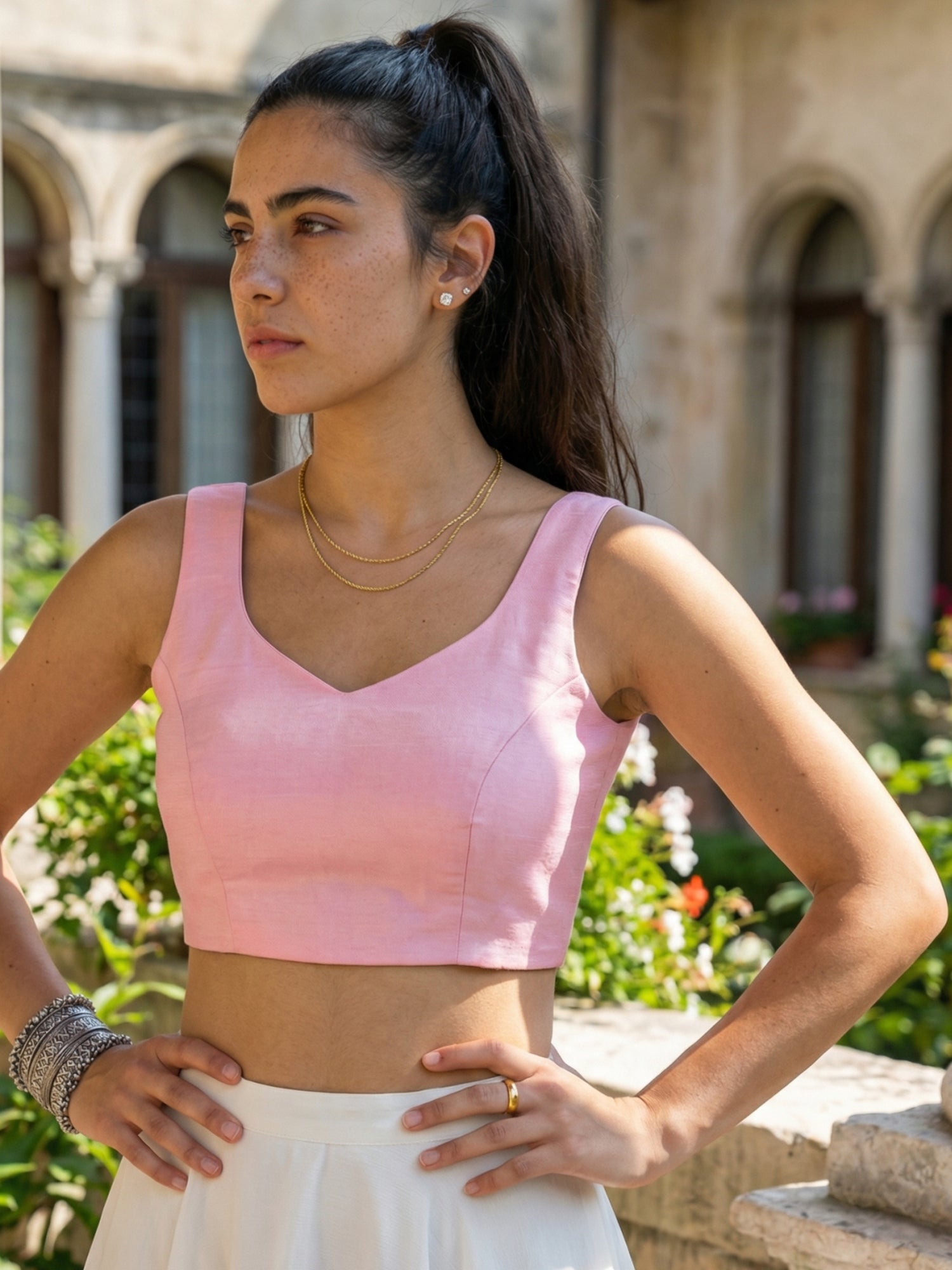 Raw Silk Blouse, Pink