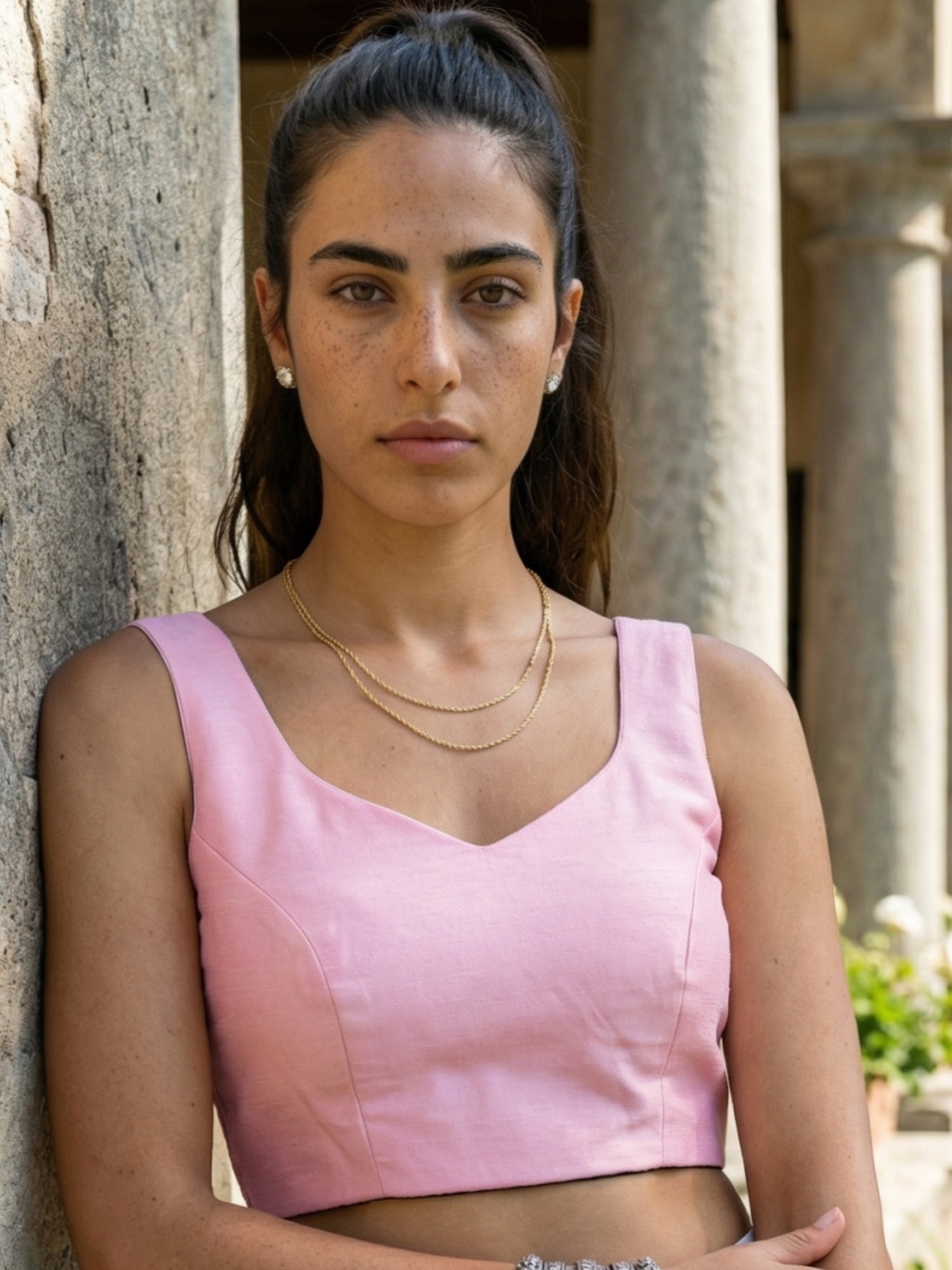 Raw Silk Blouse, Pink