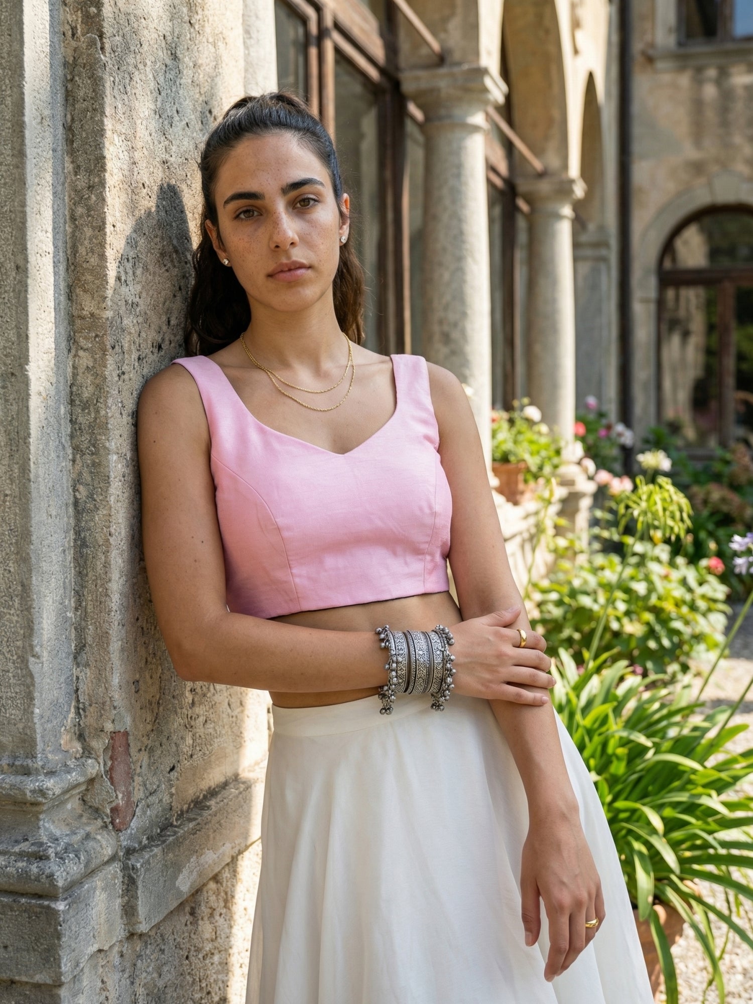 Raw Silk Blouse, Pink