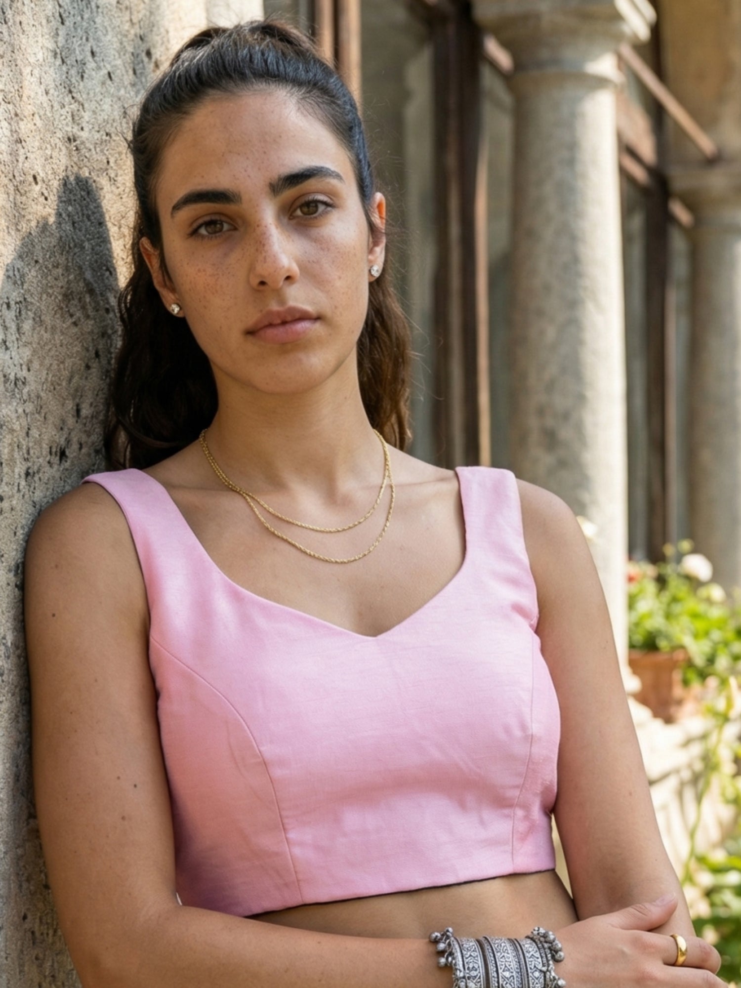 Raw Silk Blouse, Pink