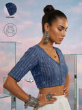 Cotton Stretchable Blouse, Blue
